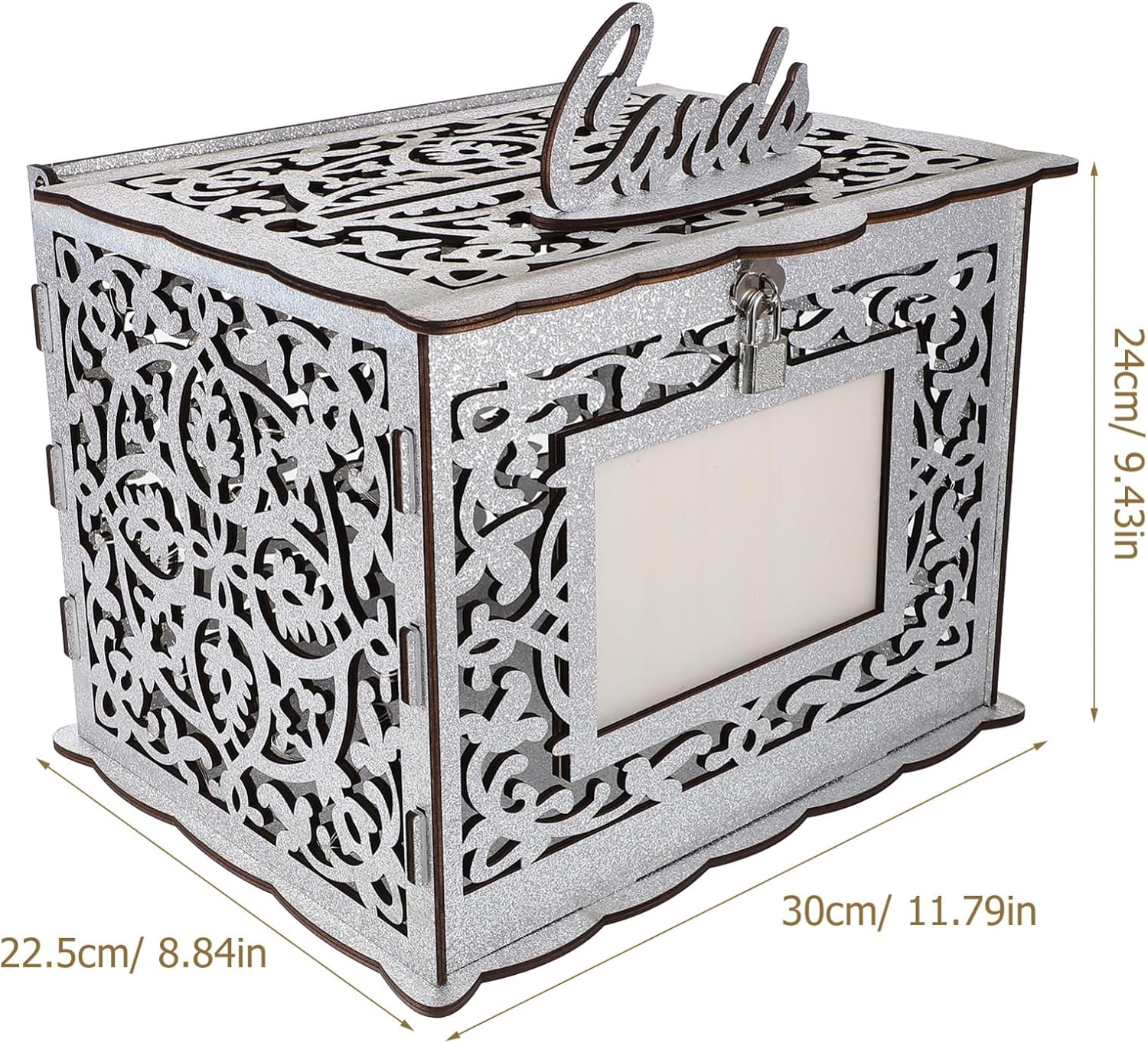 PRETYZOOM Wooden Wedding Card Box Hollow Design for Collecting Greeting Cards Money and Photos at Weddings Anniversaries and Parties Unique Rustic Decor