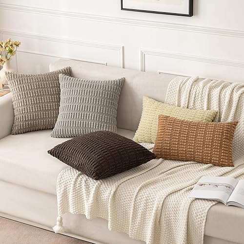 Vista 333 de MIULEE Pack of 2 Orange Corduroy Decorative Pillow Covers 20x20 Inch Soft Boho Striped Throw Pillow Covers Modern Farmhouse Home Decor for Halloween