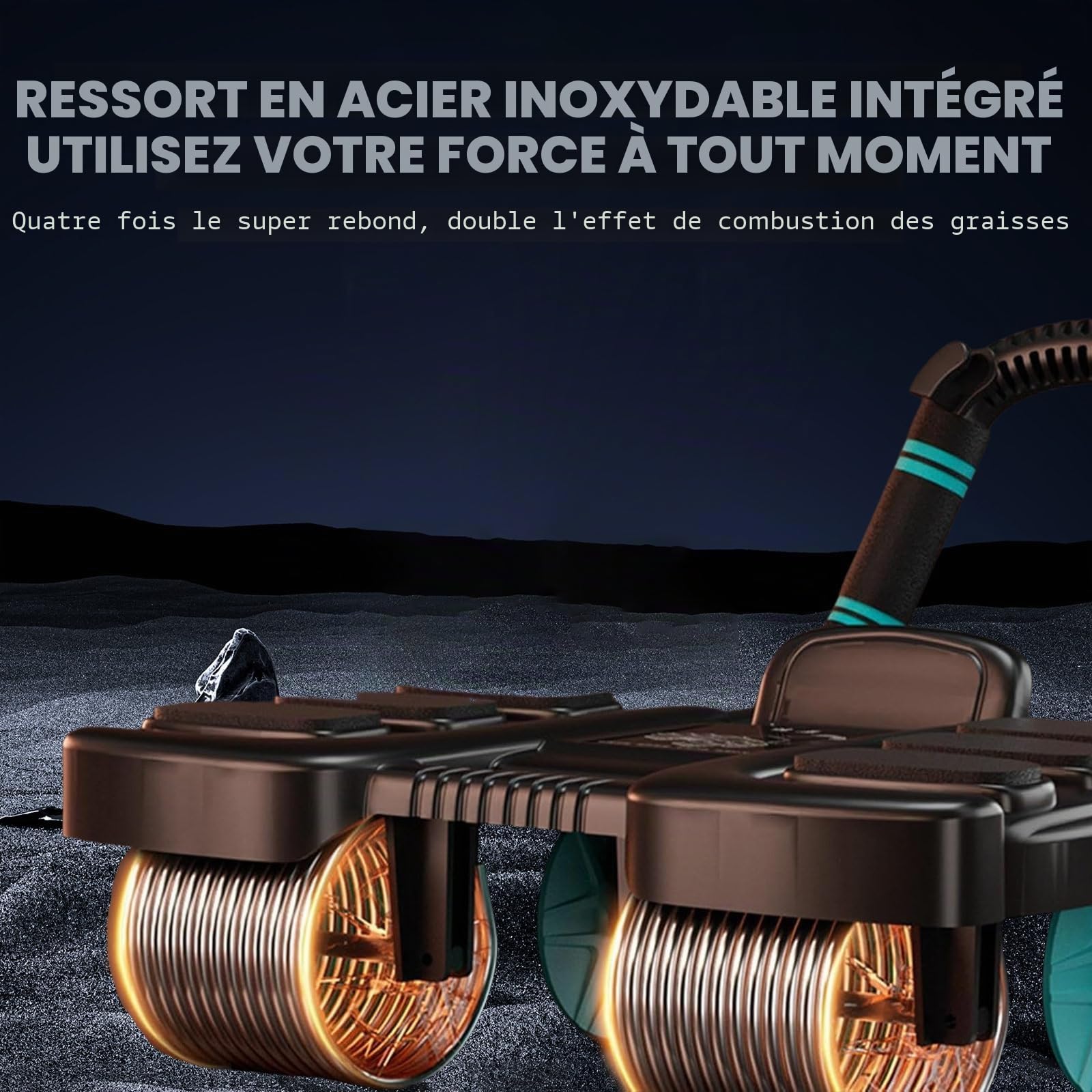 Roue abdominale d'entraînement à rebond automatique, roue abdominale avec support de coude, roue ventrale saine avec support de téléphone pour la maison, le fitness, la salle de sport