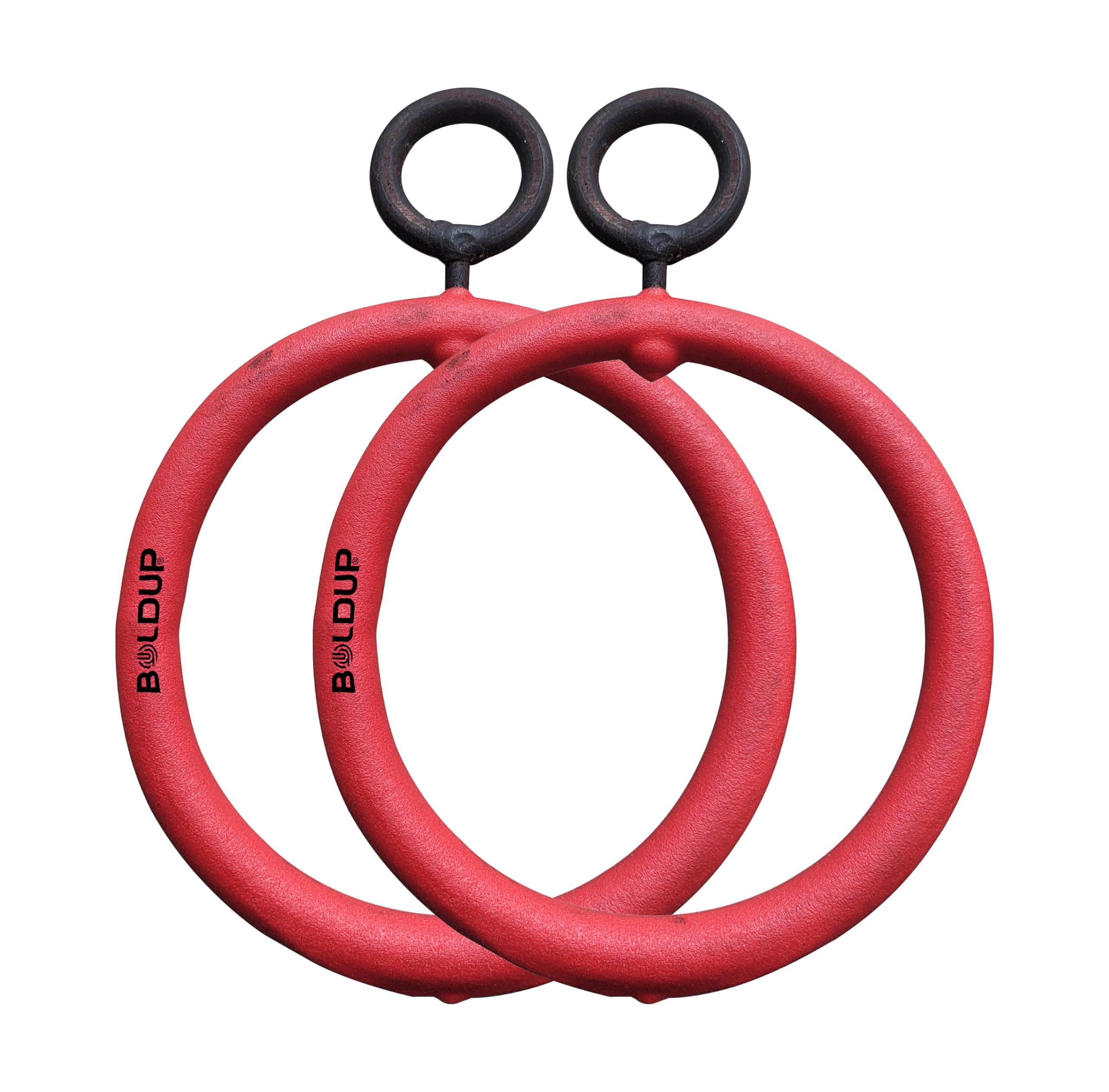 BOLDUP Strong Metal Gym Ring Handle for Playground Swing and Climbing Equipment | Long-Lasting Red-Coated Ring with Hanging Hook for Indoor and Outdoor Fitness for Children and Adults(Pack of 2)-image-8