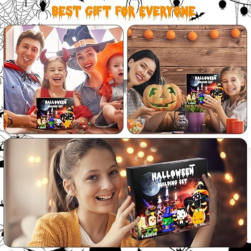 Miniatura 4 de Taojiyuan Kit de construcción de decoración de Halloween, murciélago, calabaza, vampiro, búho, mago, bloques de construcción para niños, 4 lindos