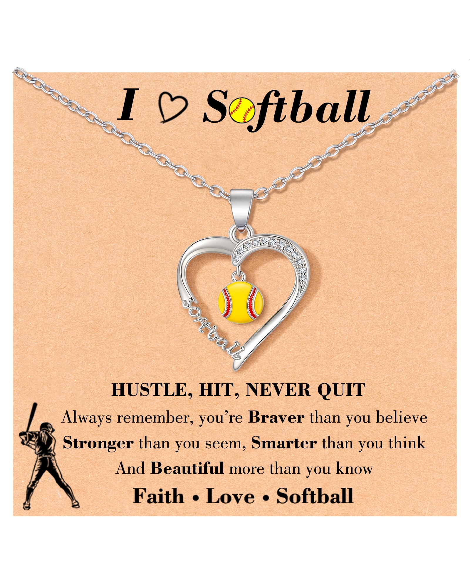 Tarsus Softball/Basketball/Volleyball Heart-Shaped Necklace for Teen Girls, Birthday Christmas Players Senior Night Team G...