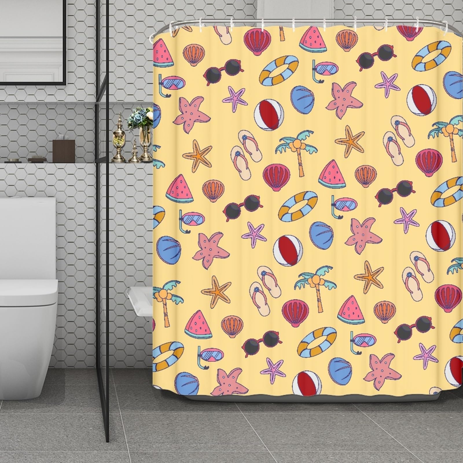 Rideau douche 180x200 anti-moisissure imperméable sèche vite