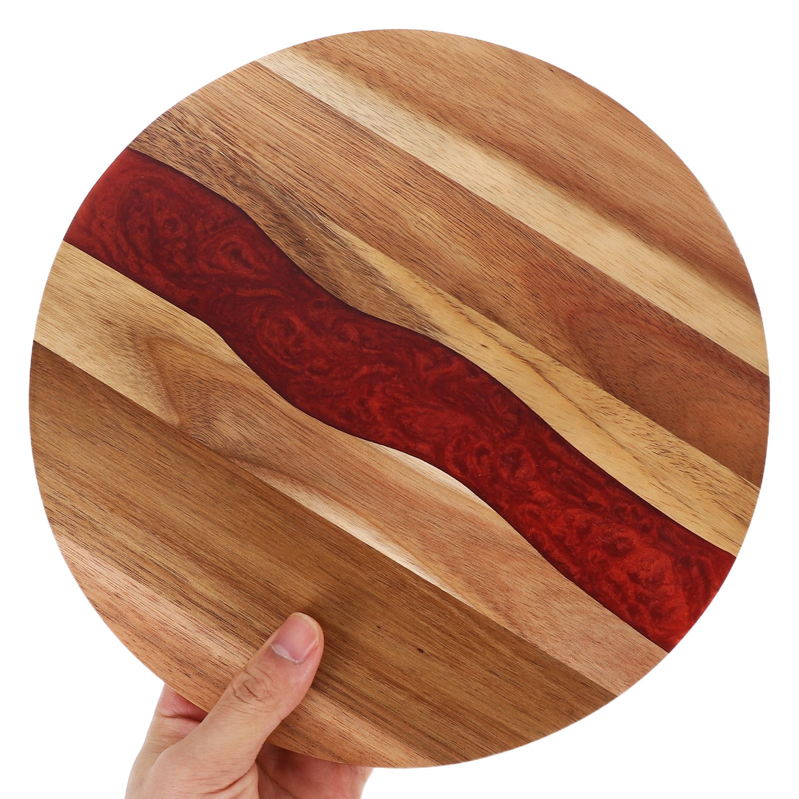 Tagliere Rotondo in Legno di Acacia per Cucina, Tagliere da Macellaio per Carne, Tavola per Servire Pane e Salumi, Resistente e Facile da Pulire, per Uso Domestico