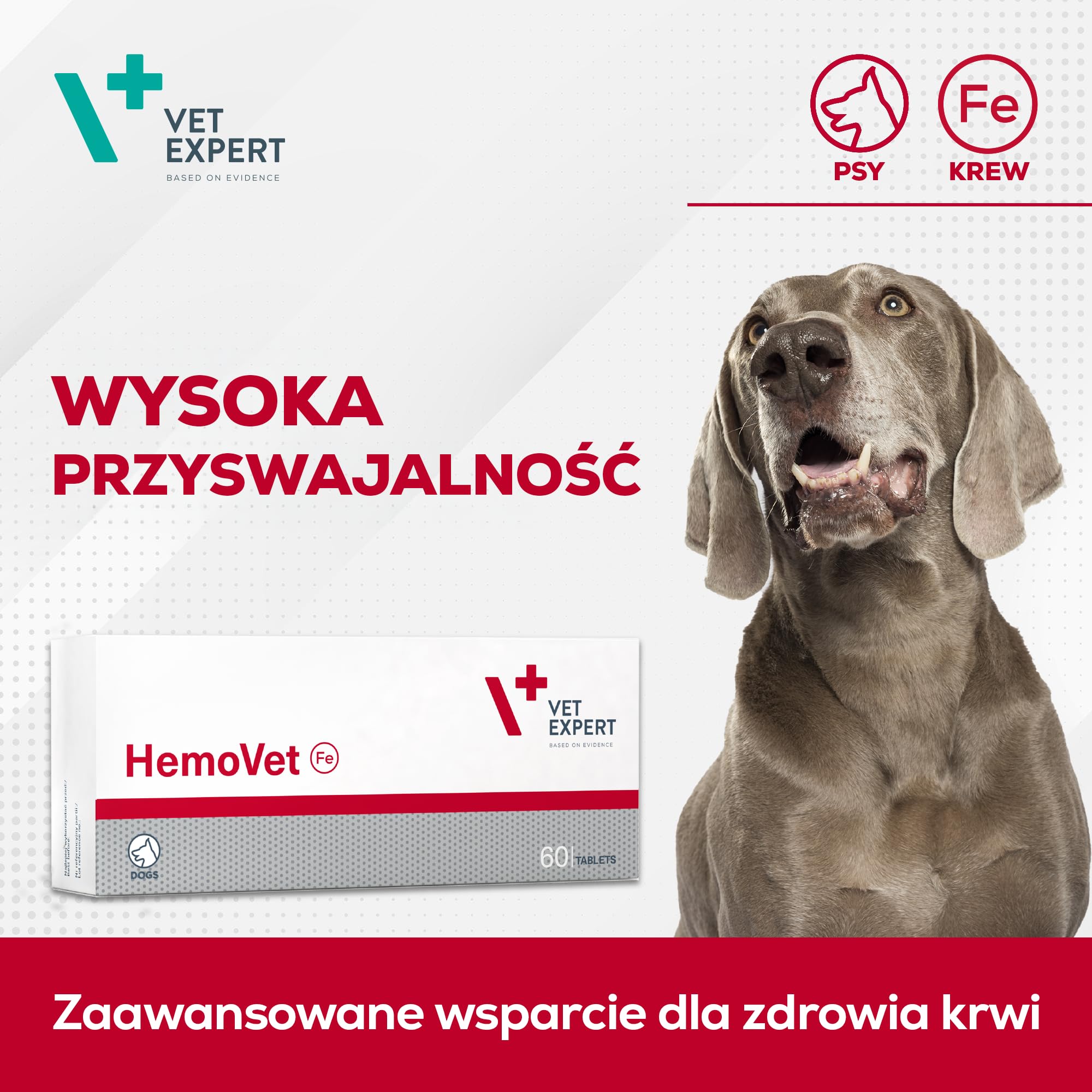 VetExpert HemoVet | 60 comprimés | Complément Alimentaire pour Chiens | avec Fer, cuivre et vitamines
