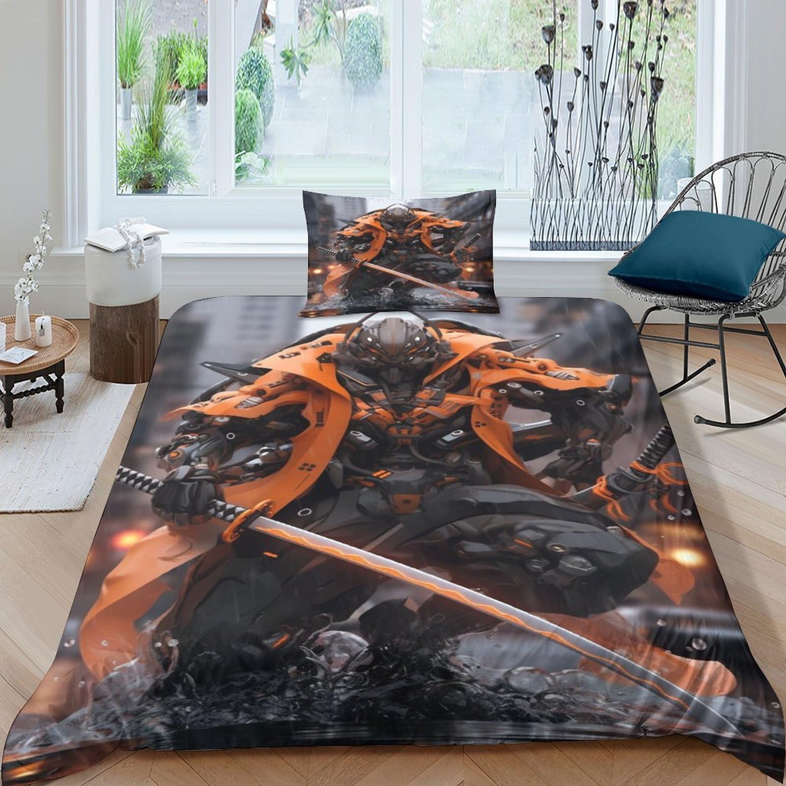 Housse de couette en fibre de polyester durable, parure de lit 3 pièces à impression 3D haute