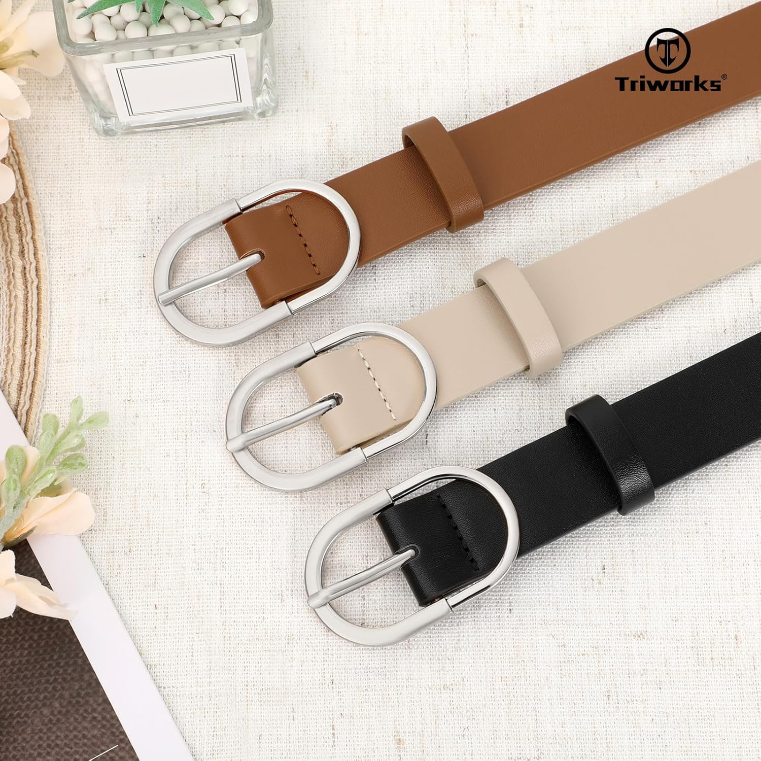 TRIWORKS 3 Pack Women Belts For Jeans Pants Dresses Ladies Leather Waist Belts - Image 7