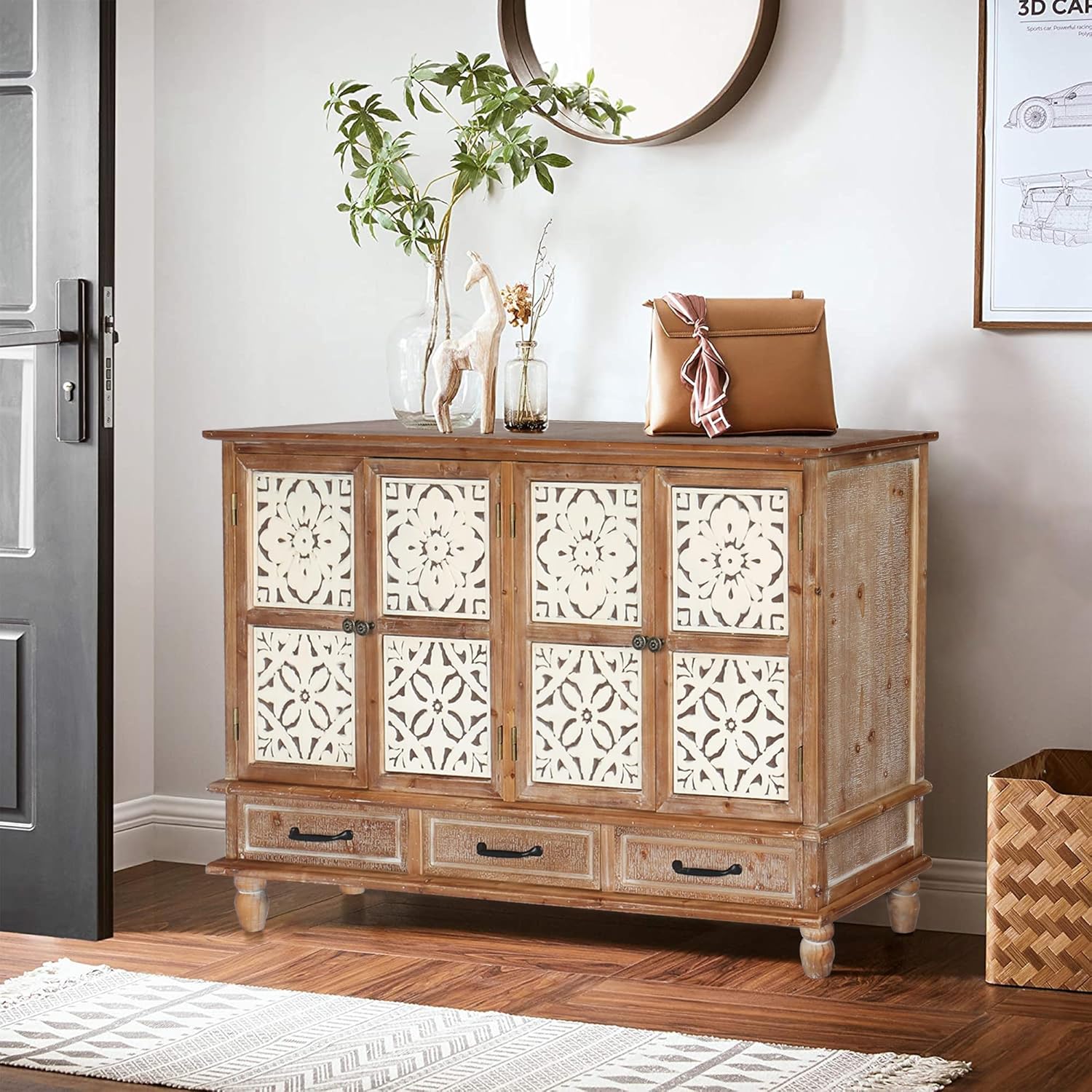 Chic French Country Buffet Cabinet with Rustic Charm and Ample Storage