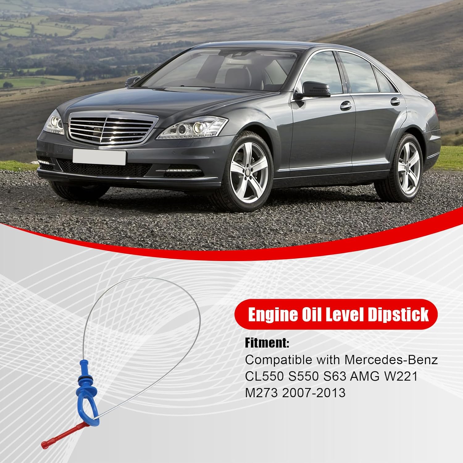 FZJDSD Engine Oil Level Dipstick 2730101072 Compatible with Mercedes-Benz W221 M273 S500 CL550 S550 S63 AMG AMG S550 2005-2013 Replace A2730101072