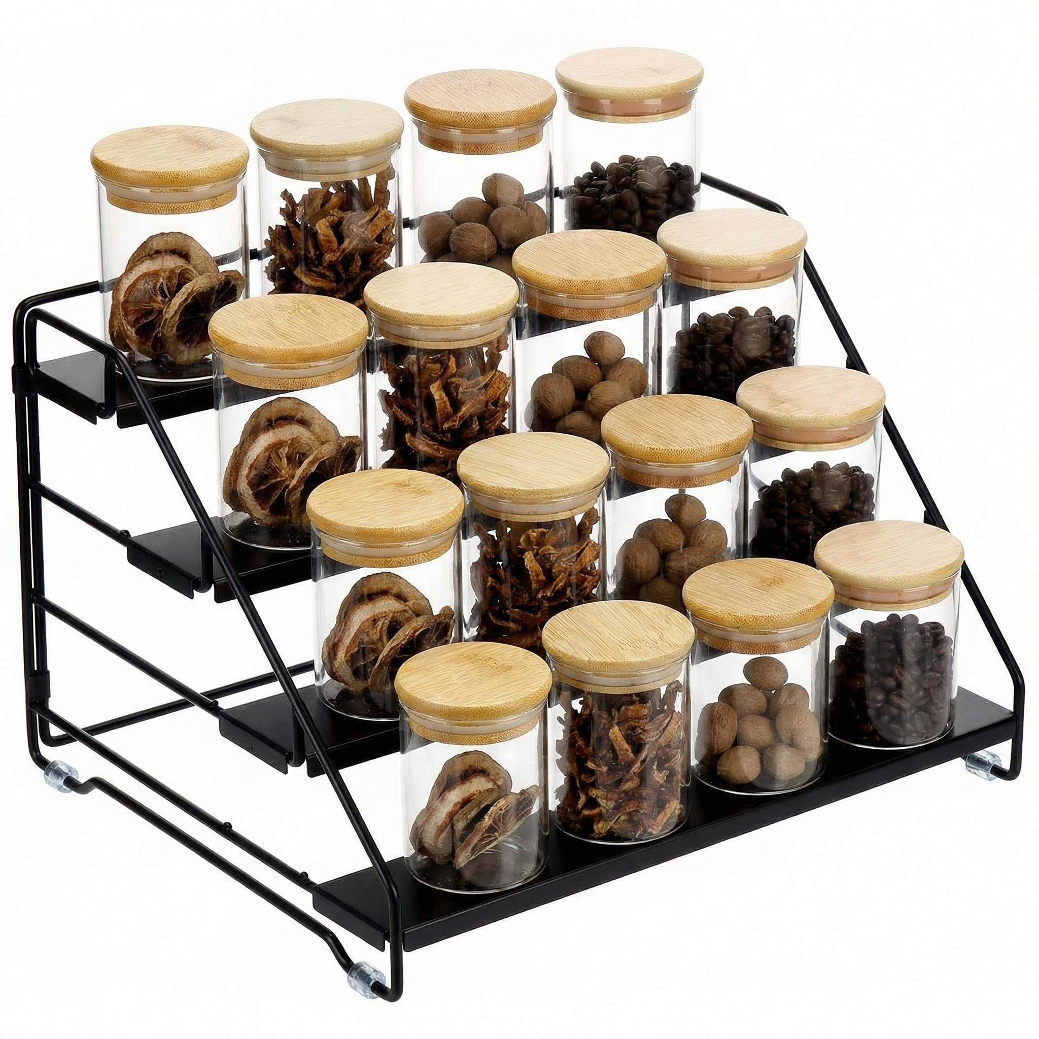 Qwork Silver Qwork® 4-Tier Spice Rack Organizer, Adjustable Spice Organiser, For Kitchen Countertop Or Cupboard