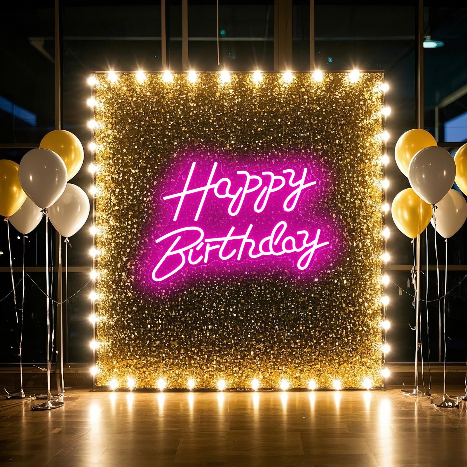 Neonowe znaki "Happy Birthday" na imprezę, możliwość przyciemniania, neonowe światło LED do dekoracji ścian, świecące znaki LED na tło, urodziny, dla każdego wieku, na urodziny, urodziny, uroczystości