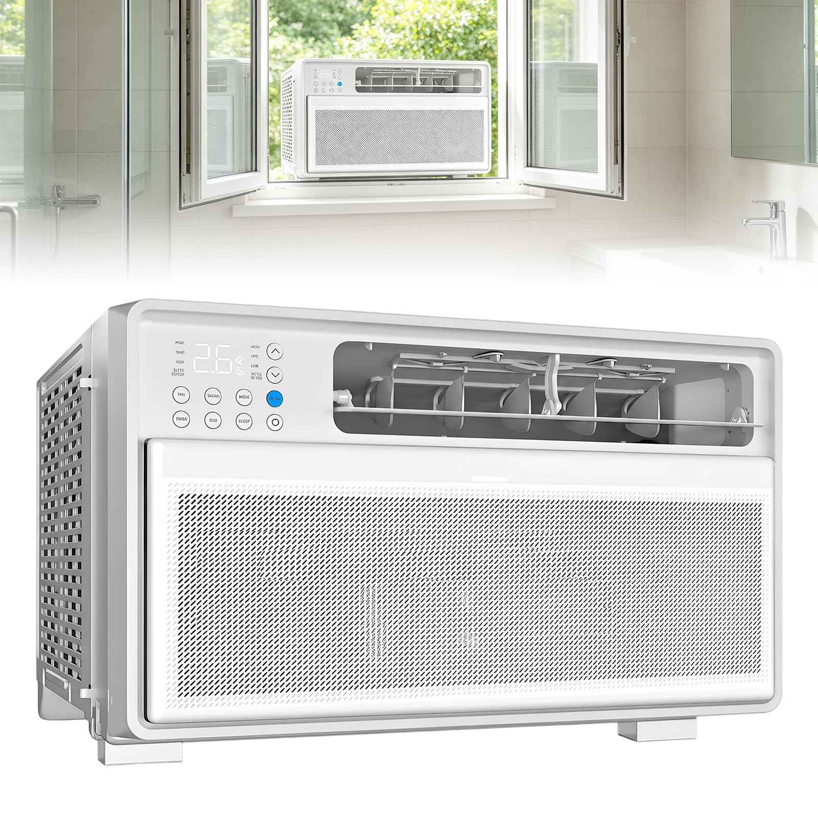 Wangyingxu 9,000 Btu Smart Inverter Window Air Conditioner, With Remote Control, Cools up to 250 Sq. Ft., Quiet Operation, Eco Mode, for Bedrooms, Nurseries and Quiet Sleeping Areas