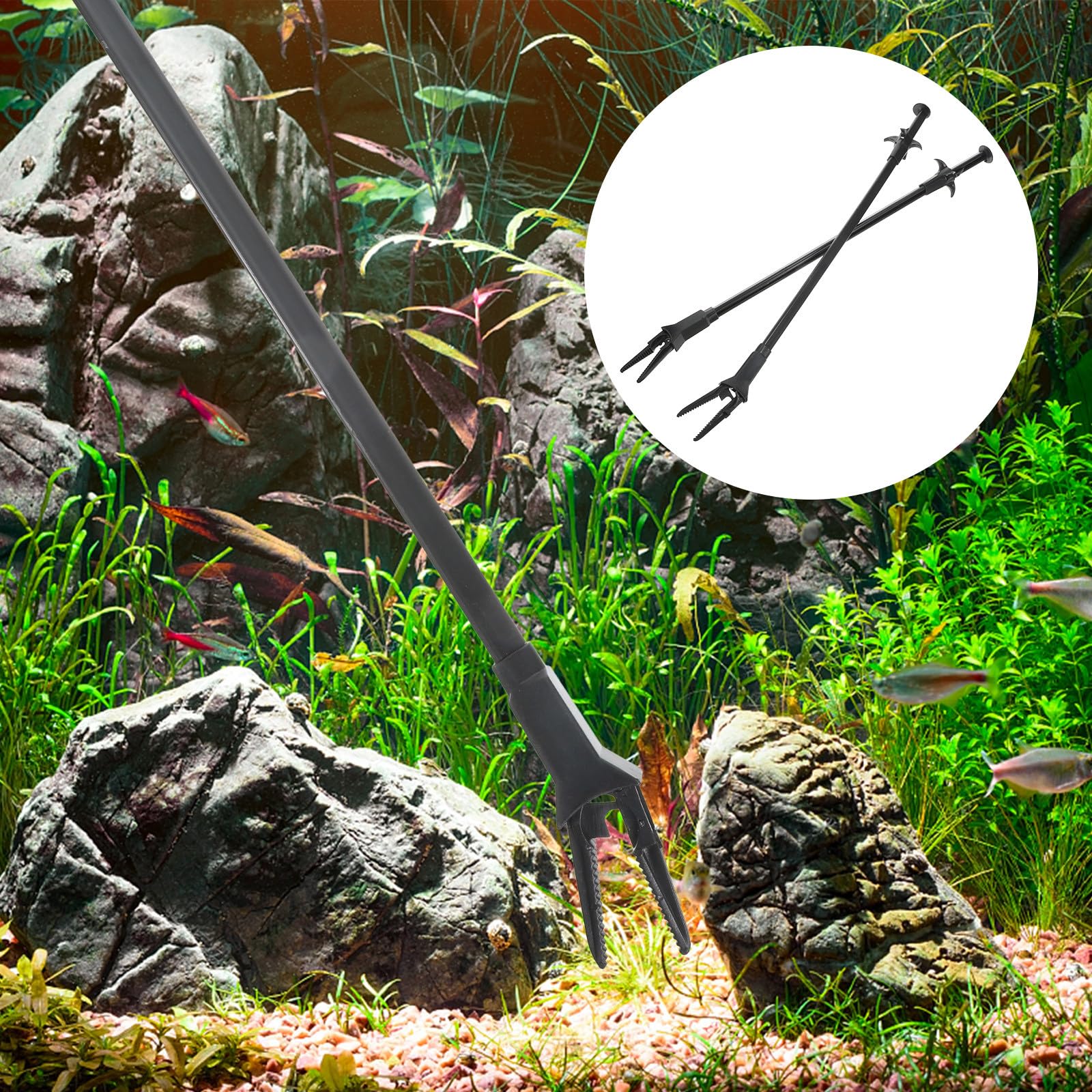 Alasum Pinzas para Plantas Acuáticas 50 Cm, Juego de 2 Unidades, Herramienta de Limpieza para Acuarios, Pinzas Largas Negras para Alimentación y Mantenimiento de Peceras — view 9