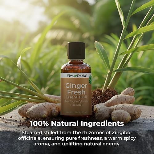 Miniatura 3 de Viva Doria Aceite esencial de jengibre, 100% puro y natural, aceite esencial de jengibre fresco, sin diluir, para aromaterapia, grado alimenticio,