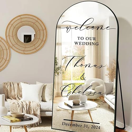 Miniatura 3 de Calcomanía con texto en inglés "Welcome to Our Wedding Mirror"  Soon to Be Mr & Mrs - Calcomanía de espejo personalizable  Just Married  Decoración