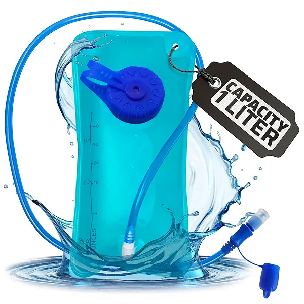 Water Bladder for Hiking Backpack – 1L/1.5L TPU Material Hydration Bladder with Readable Markup, Large Opening Lid, Mouthpiece Cap & Easy Tube Connection – Water Pouch for Backpac , Camping Trips