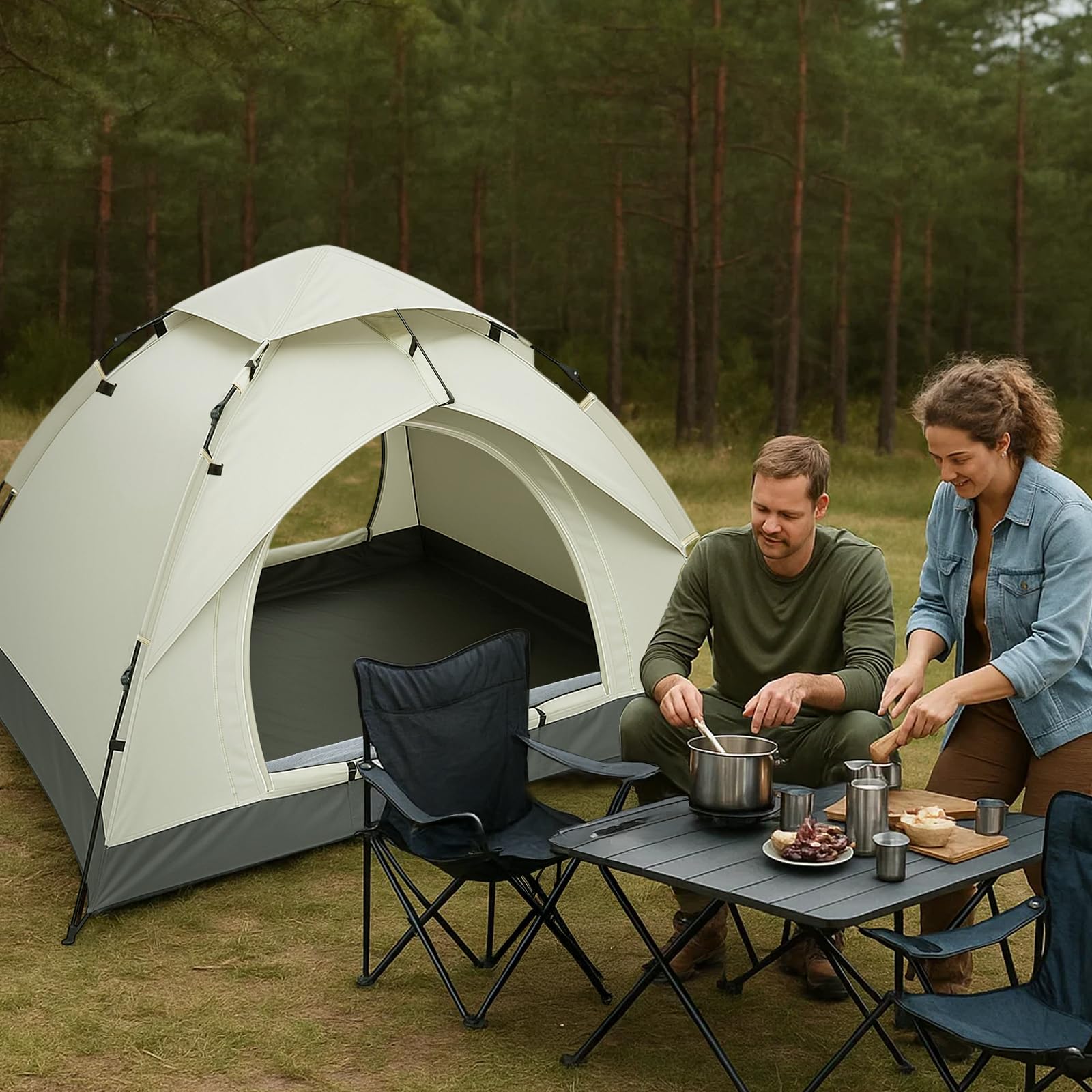 Pop-up-Zelt für 2–3 Personen, wasserdichtes Kuppelzelt mit UV-Schutz, leichtes Campingzelt mit Tragetasche, Kuppelzelt für Wandern, Outdoor & Backpacking