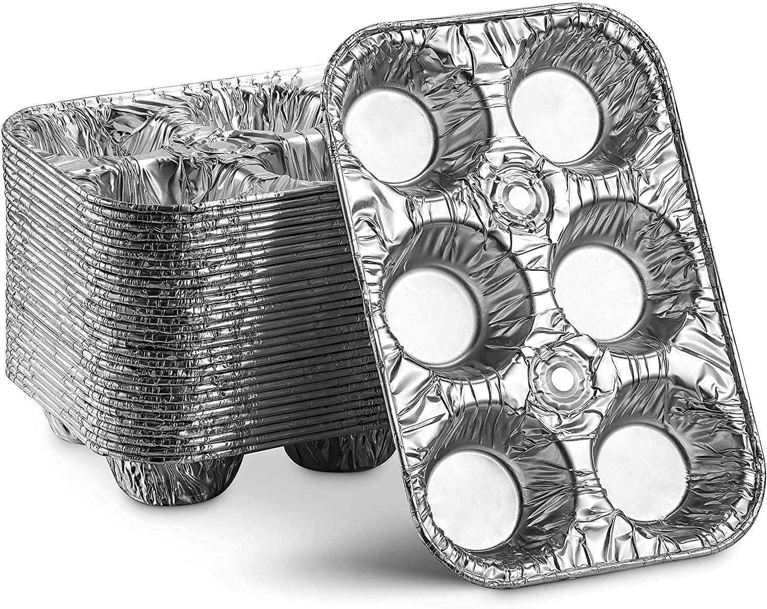 Muffin Pan | 6-Cup Cupcake Aluminum Pans Favorite Muffin Tin Size for Baking Cupcakes: 100CT