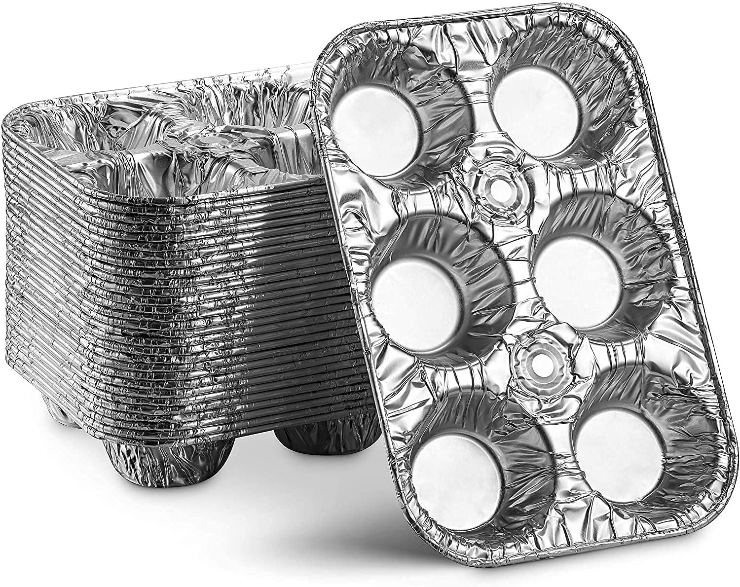 VeZee Muffin Pan | 6-Cup Cupcake Aluminum Pans Favorite Muffin Tin Size for Baking Cupcakes: 100CT