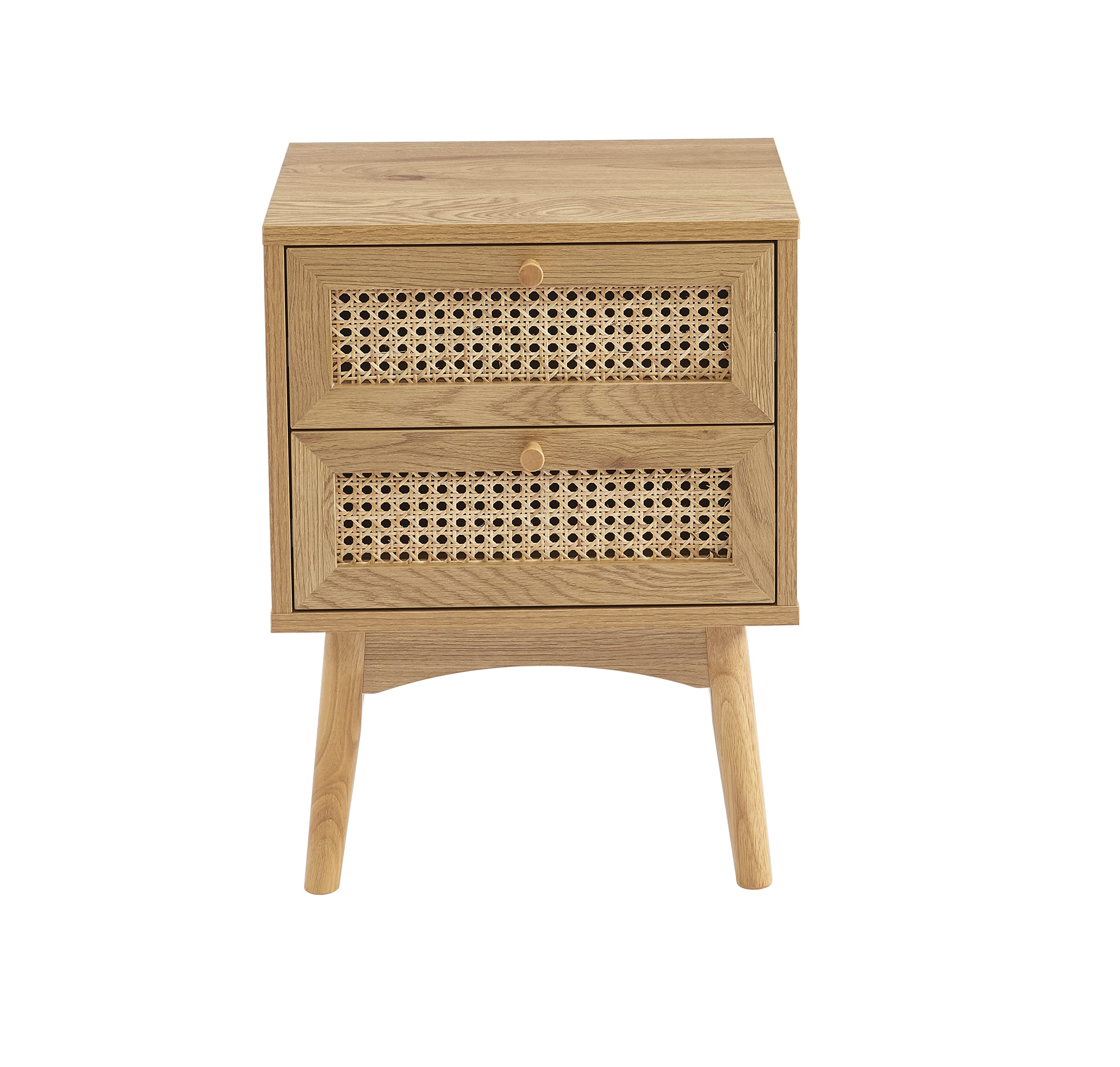 Comodino Capucine Verde Oliva E Rovere - 40 Cm Con Cassetto E Nicchia