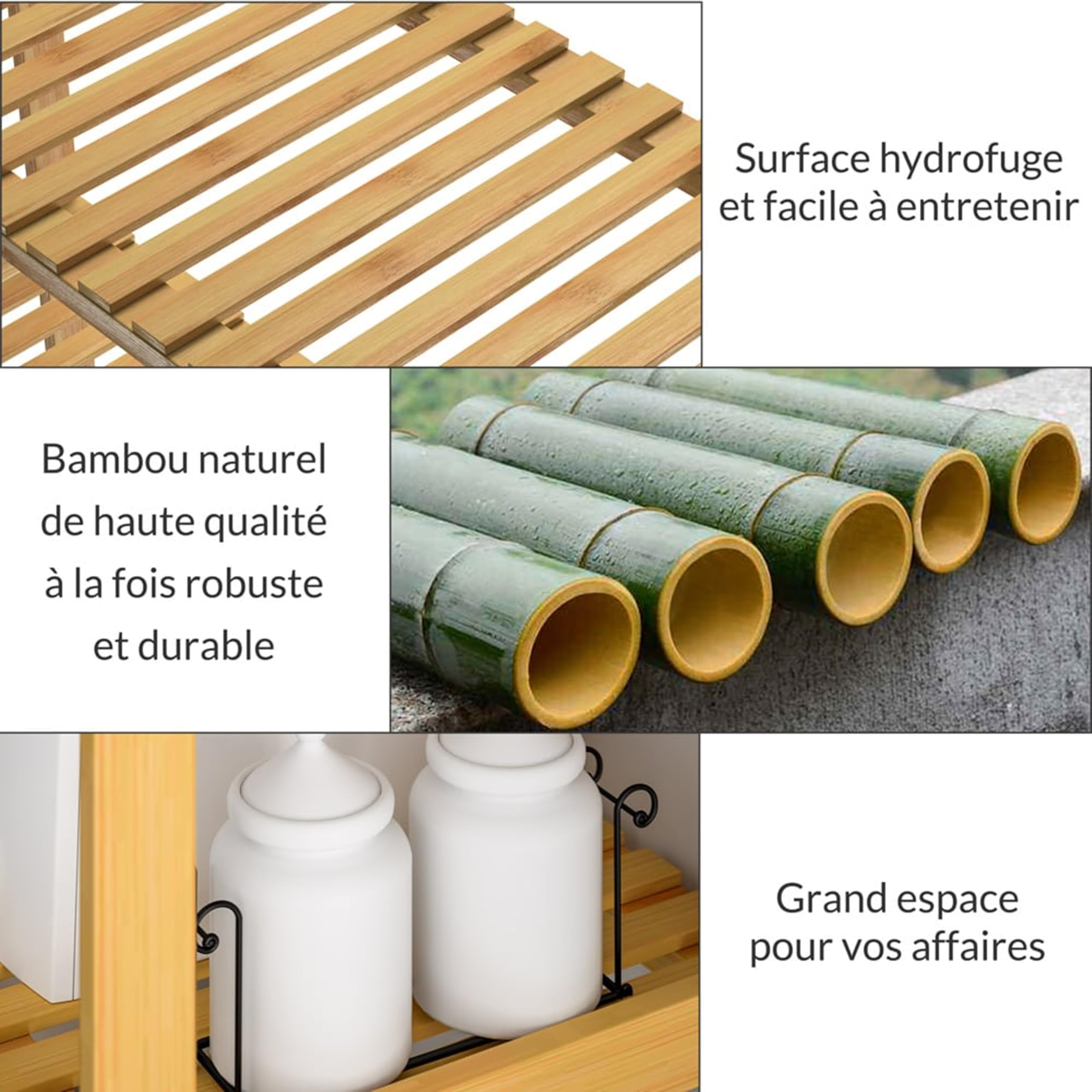 Casaria Étagère de Rangement en Bambou 130x60x26 cm 5 Niveaux réglables en Hauteur Charge Max. 50 kg