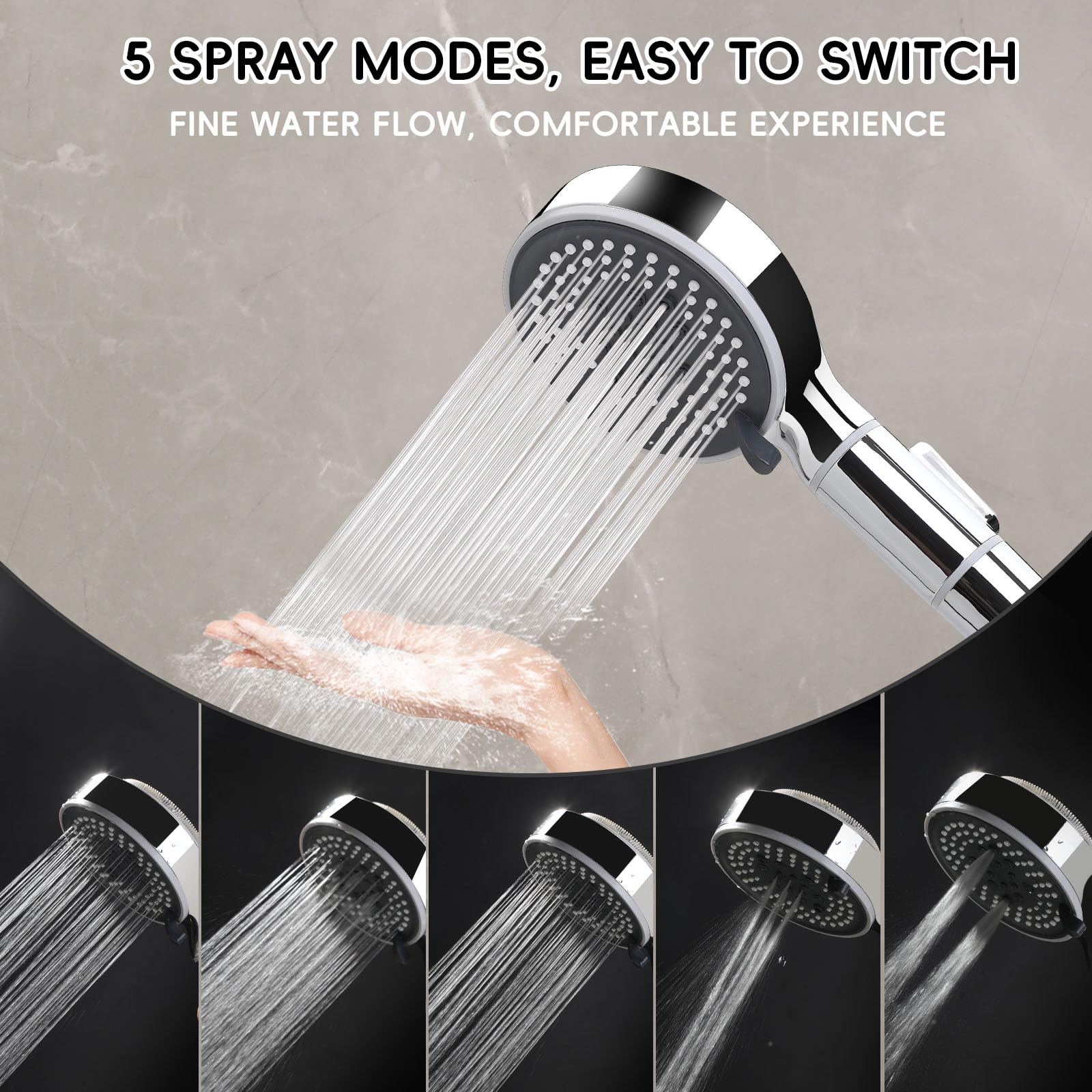 Soffione Doccia Con Tubo, Yeelan 3 In 1 Soffione Doccia