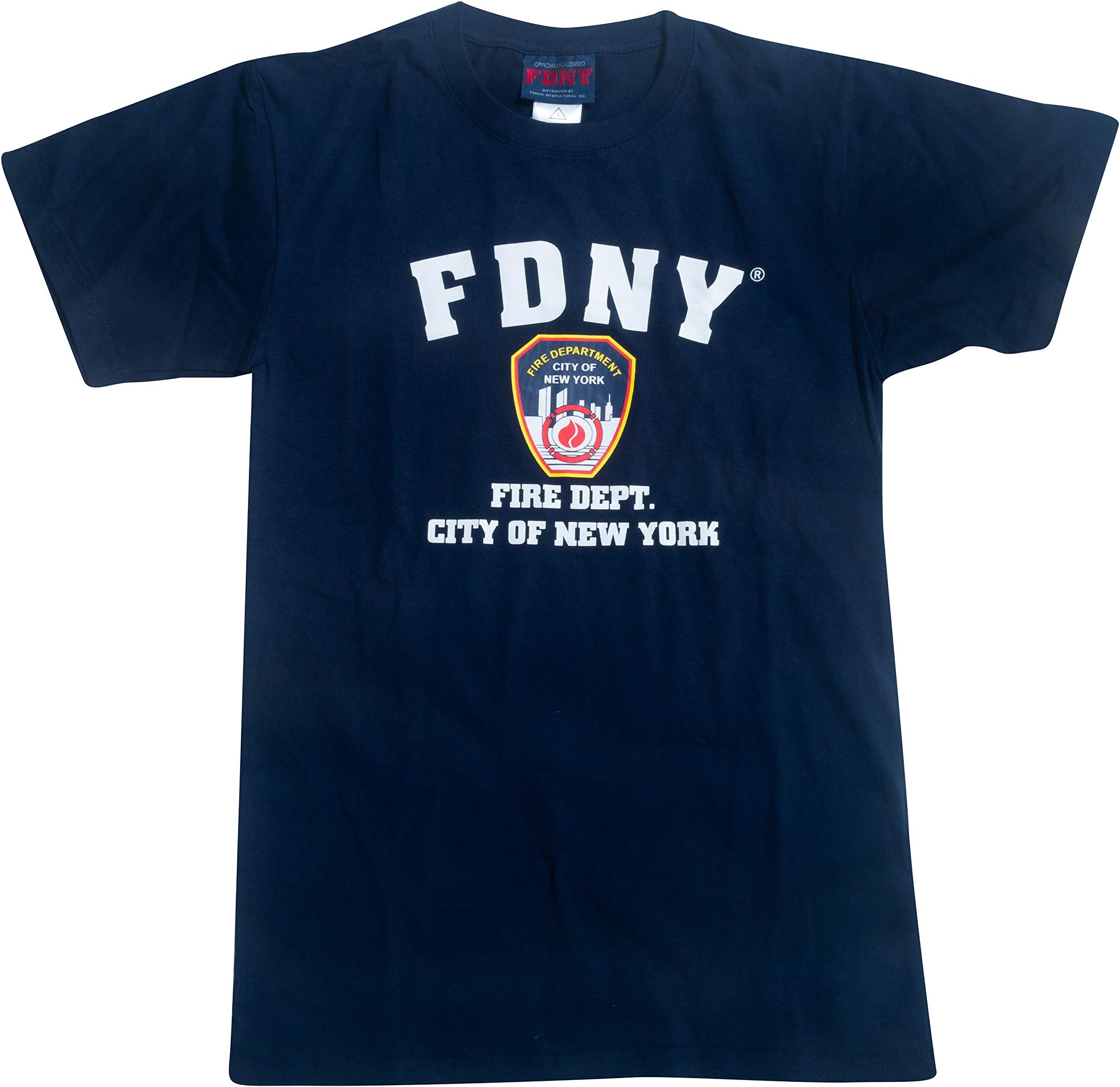 Officially Licensed City of New York Fire Department FDNY Emblem Navy Blue Cotton T-Shirt