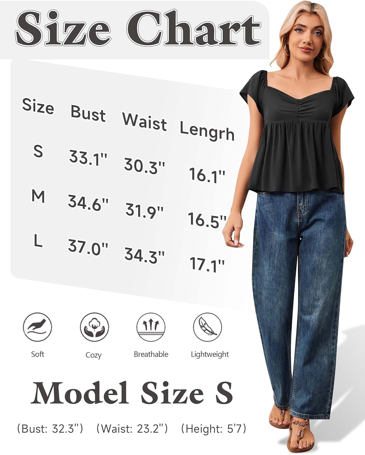 Womens Flowy Peplum Tank Tops Ruffle Sleeve Babydoll Tank Top Sweetheart Neck Smocked Back Short Sleeve Going Out Top - Image 4