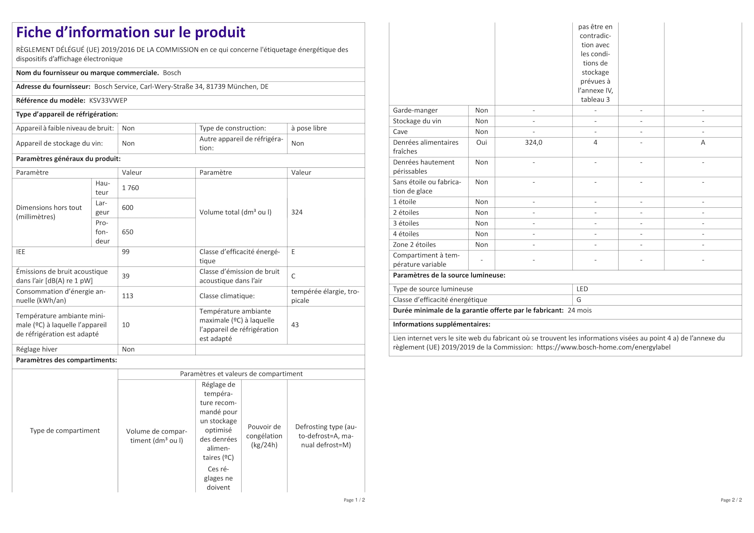Bosch KIV86VSE0 Serie 4 - Frigorífico y congelador empotrable, nicho de 177,5 x 56 cm, refrigeración de 184 L + 85 L de congelación, bisagra de arrastre, fabricado en Alemania, VitaFresh frescor