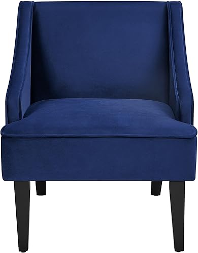 Miniatura 6 de Yaheetech Mid-Century - Silla decorativa de terciopelo con bolsillo, marco de madera, cómoda silla de barril para sala de estar, sala de