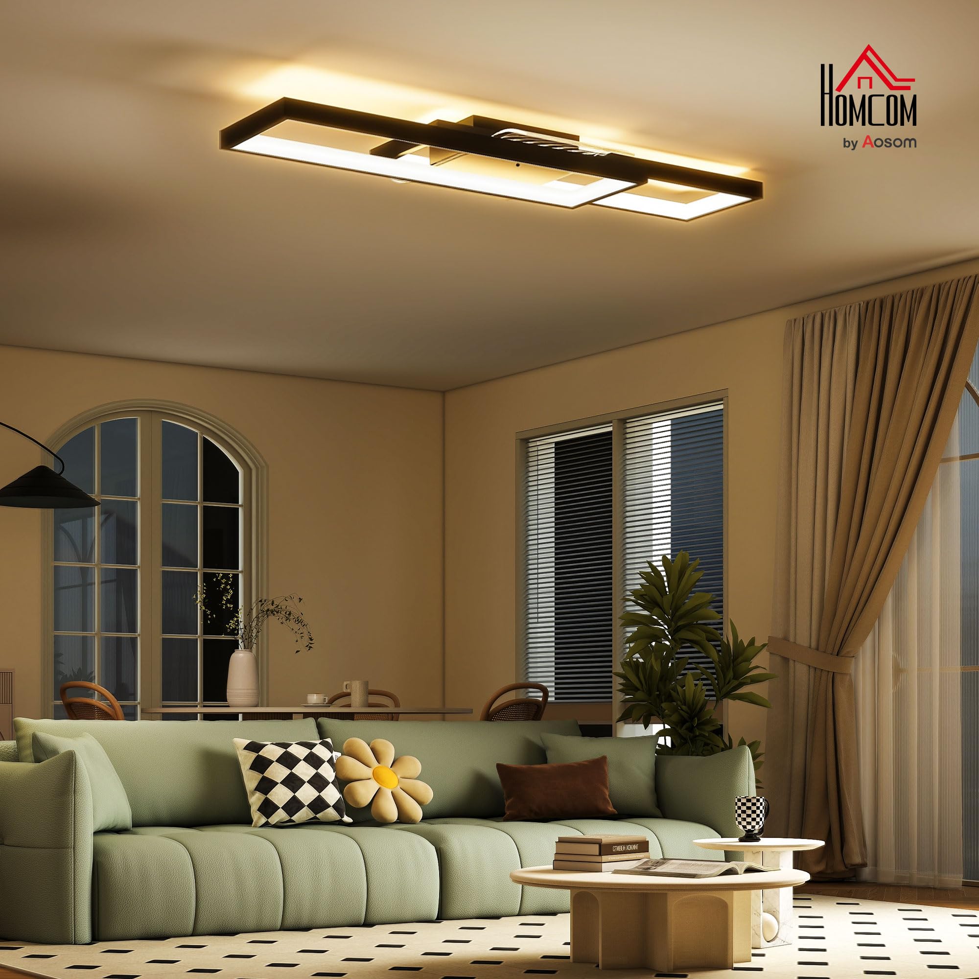 Image secondaire de Plafonnier LED HOMCOM 43W avec Télécommande - Luminaire Moderne Noir