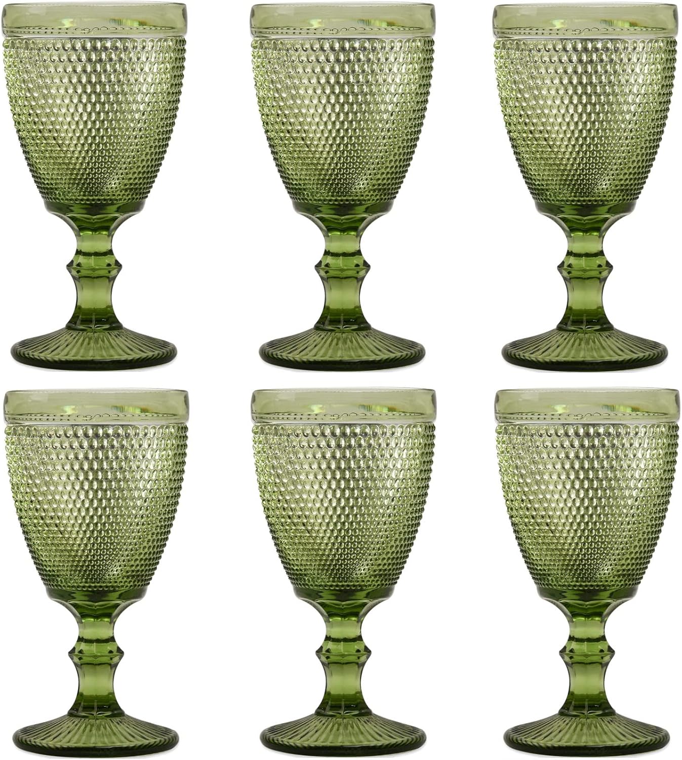 Bandesun Wine Glasses Set of 6 - Vintage Beads Goblet Glass Cup Classic Drinkware