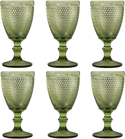 Bandesun Wine Glasses Set of 6 Beads Goblet Glass Cup Classic Drinkware