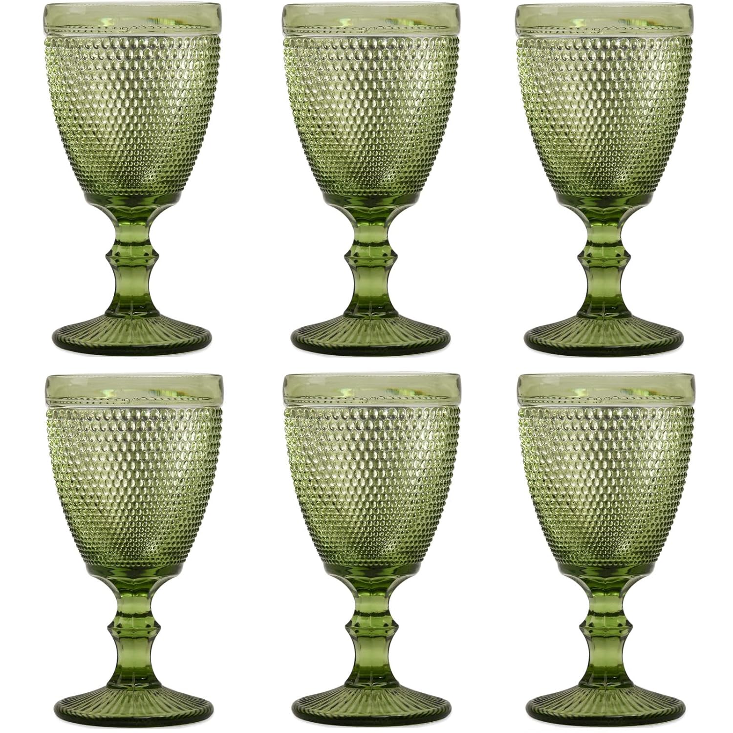 Bandesun Wine Glasses Set of 6 - Vintage Beads Goblet Glass Cup Classic Drinkware