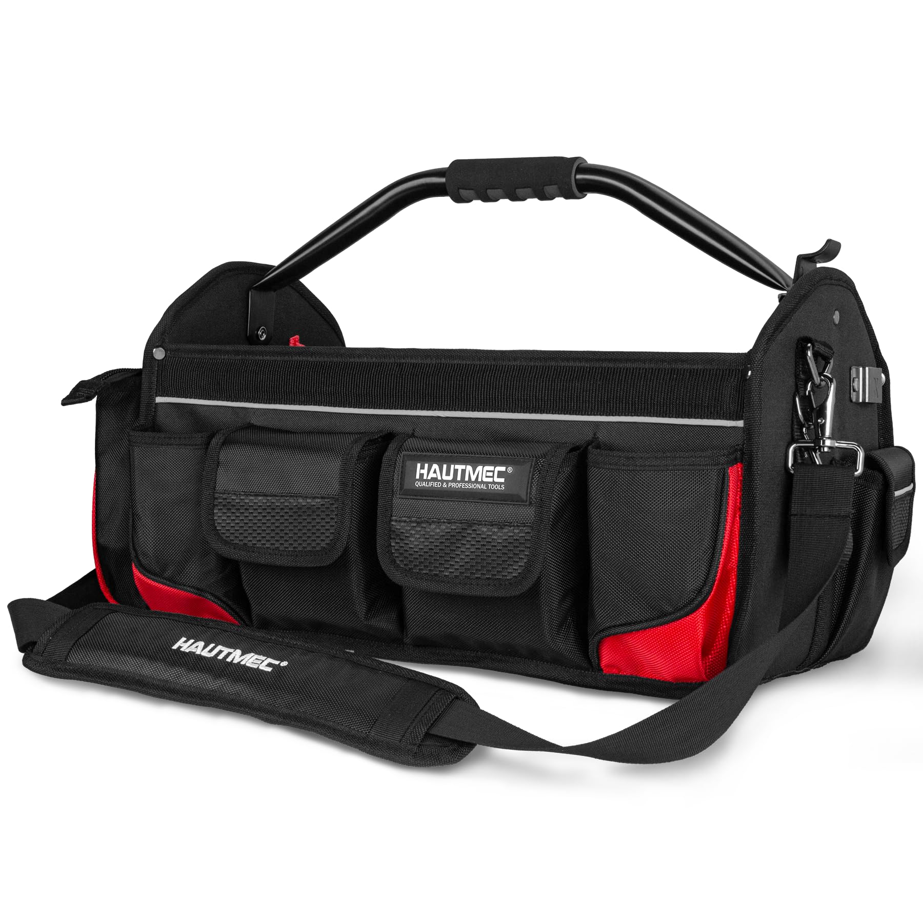 HAUTMEC 18.5" Heavy-Duty Tool Tote, 1680D Open Top Tool Bag with 39-Pockets, Rotating Steel Handle, Padded Shoulder Strap & Water-Resistant Base - HT0178 — image 1