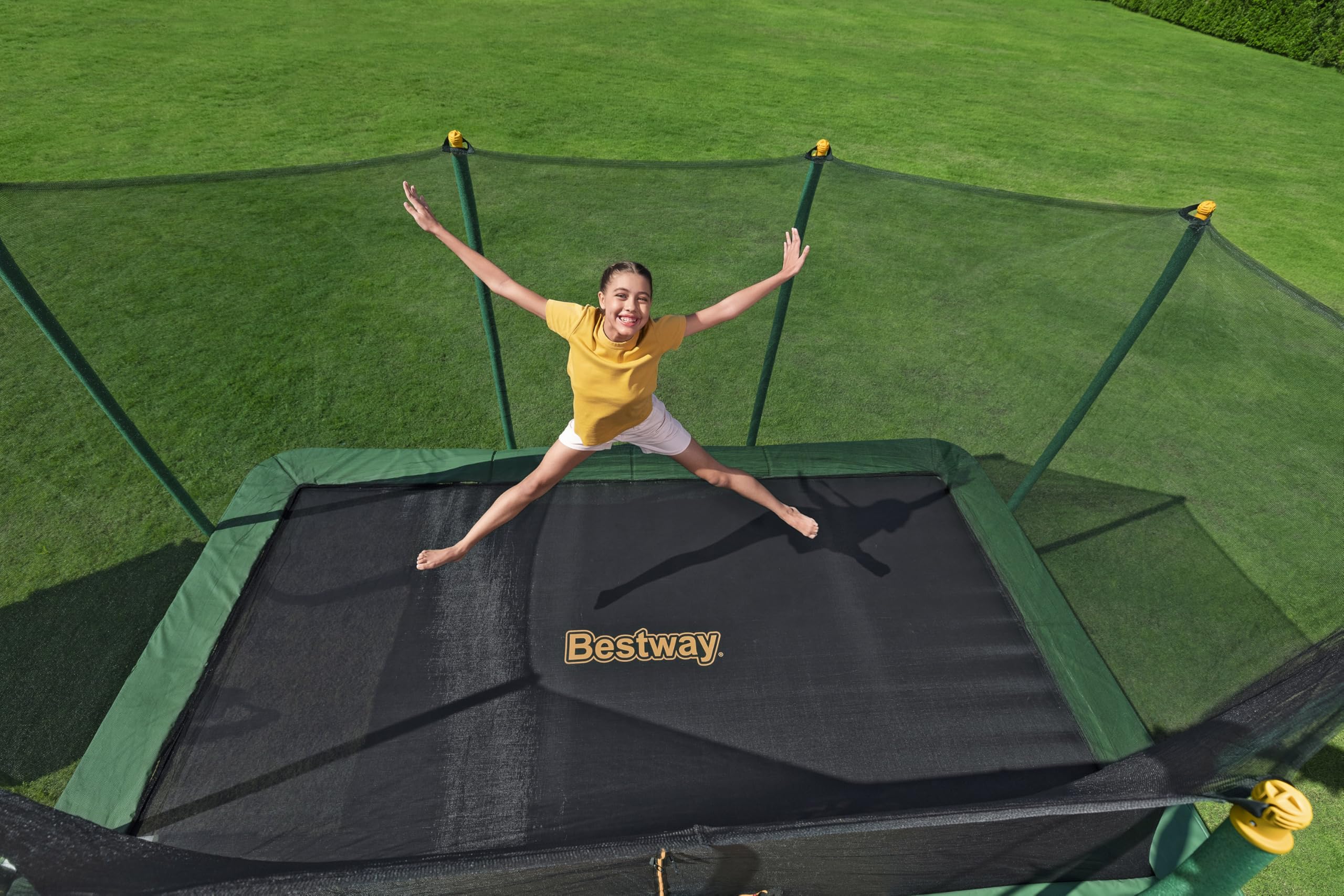 Bestway Trampolin Extreme Air 457 x 274 x 283 cm – Großes Gartentrampolin mit Sicherheitsnetz & Leiter, Robustes Outdoor Spielgerät für Kinder ab 6 Jahre, Komplettset