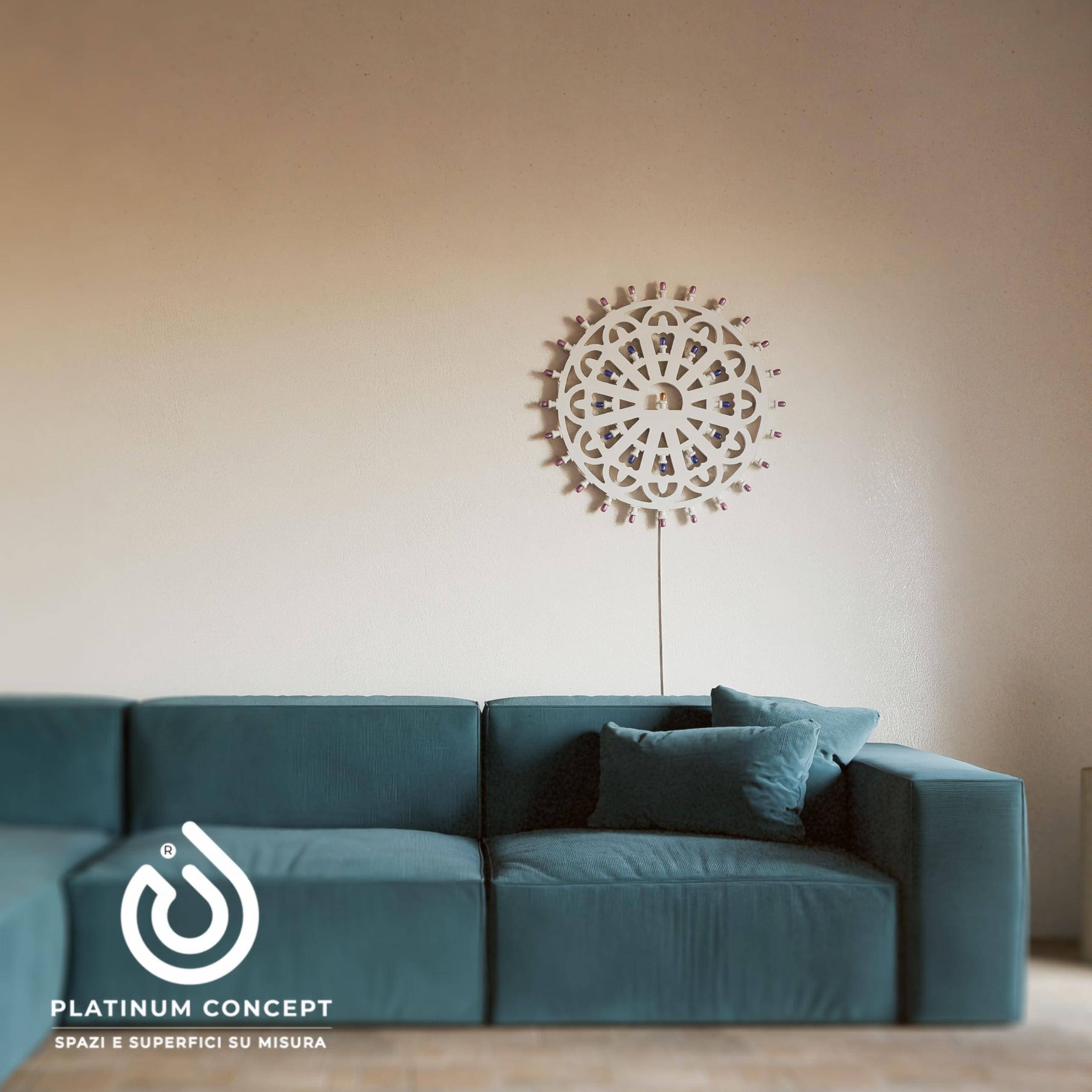 Luminaria Pugliese da Parete – Rosone Luminoso LED Artigianale Made in Italy – Applique Decorativa Forex Bianco Luce Calda – Lampada Salentina Tradizionale Puglia