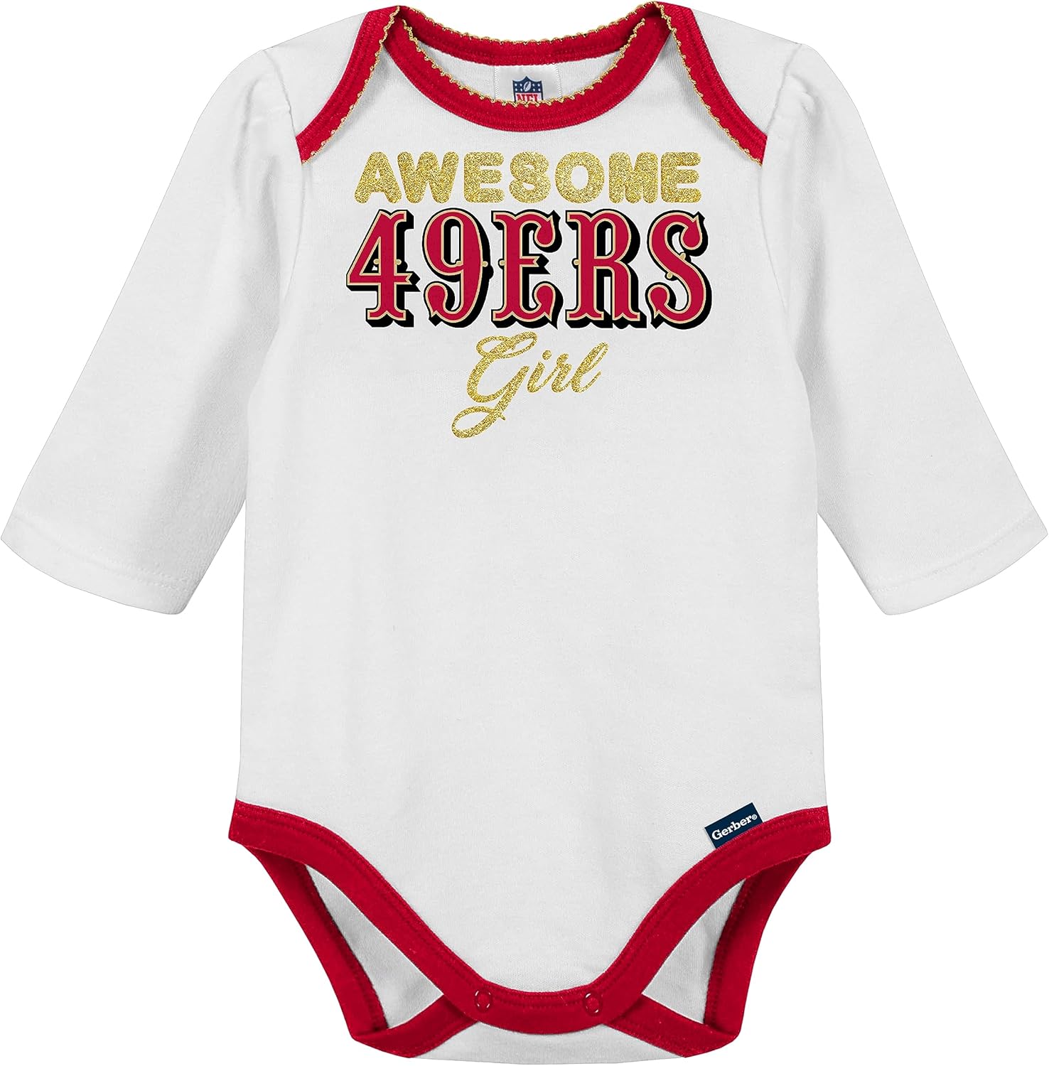 Gerber NFL baby girls 3 Pack Bodysuit Registry Gift Set Footed Pant and Cap - Image 2