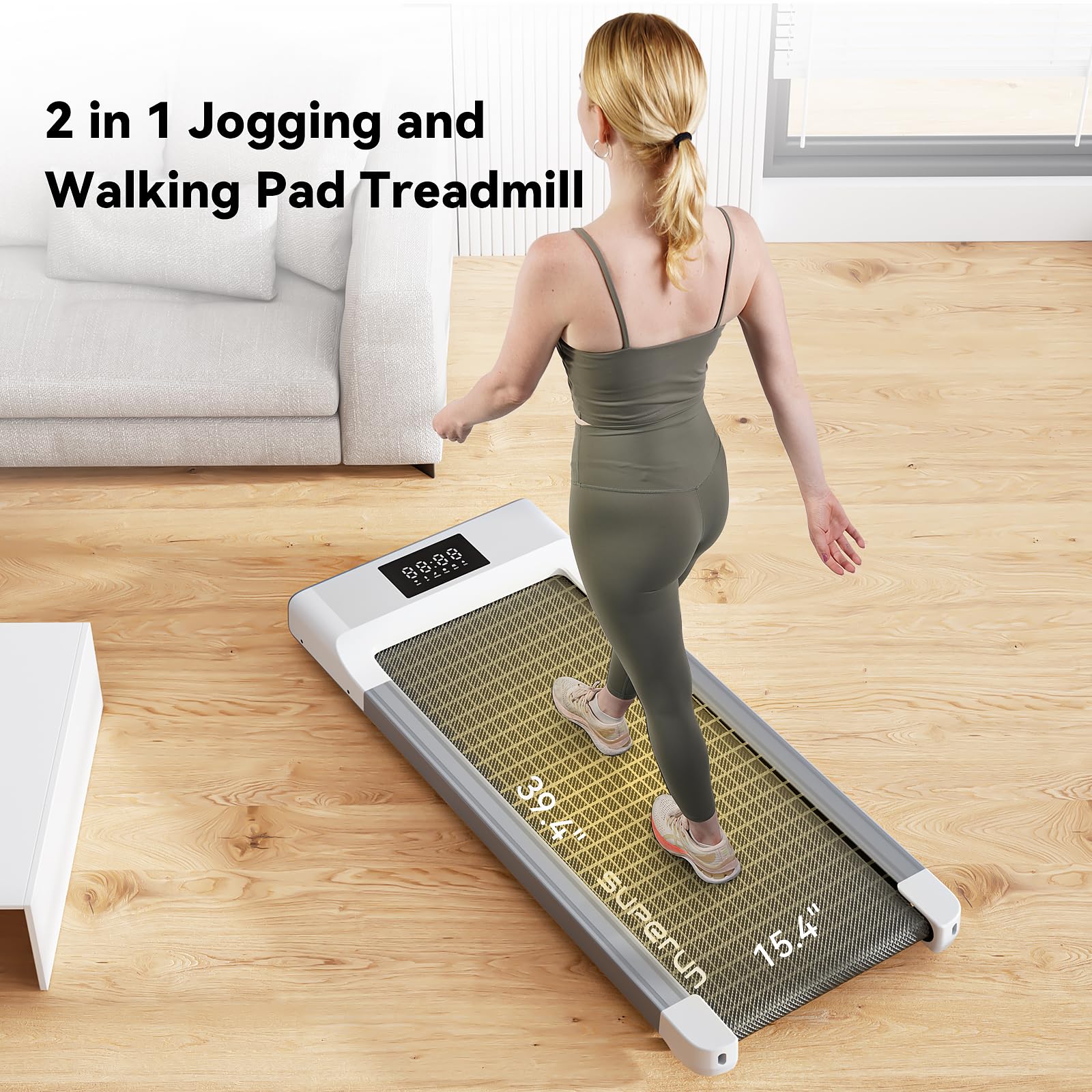 Superun Raceable Tapis Roulant Elettrico Adatto per Dispositivi Indossabili ad Alta Tecnologia, Walking Pad con Controllo APP da Max 136 kg per Casa con Corsi di Formazione