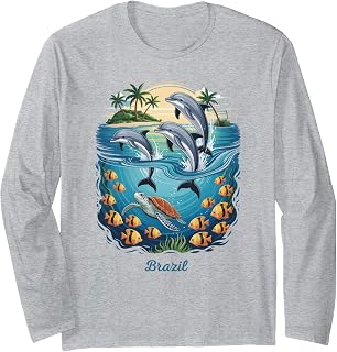 Dolphin Vacation City Brazil Beach Destination Long Sleeve T-Shirt