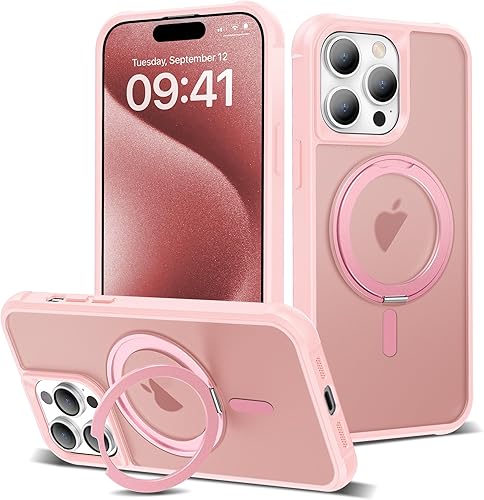 Miniatura 37 de Funda diseñada para iPhone 14 Pro Max con soporte de anillo magnético giratorio de 360° [compatible con Mag-Safe] [protección de grado militar]