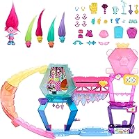Vista 5 de Mattel DreamWorks Trolls Band Together Toys, Mount Rageous con muñeca pequeña Queen Poppy y más de 25 accesorios, 4 paletas para el cabello