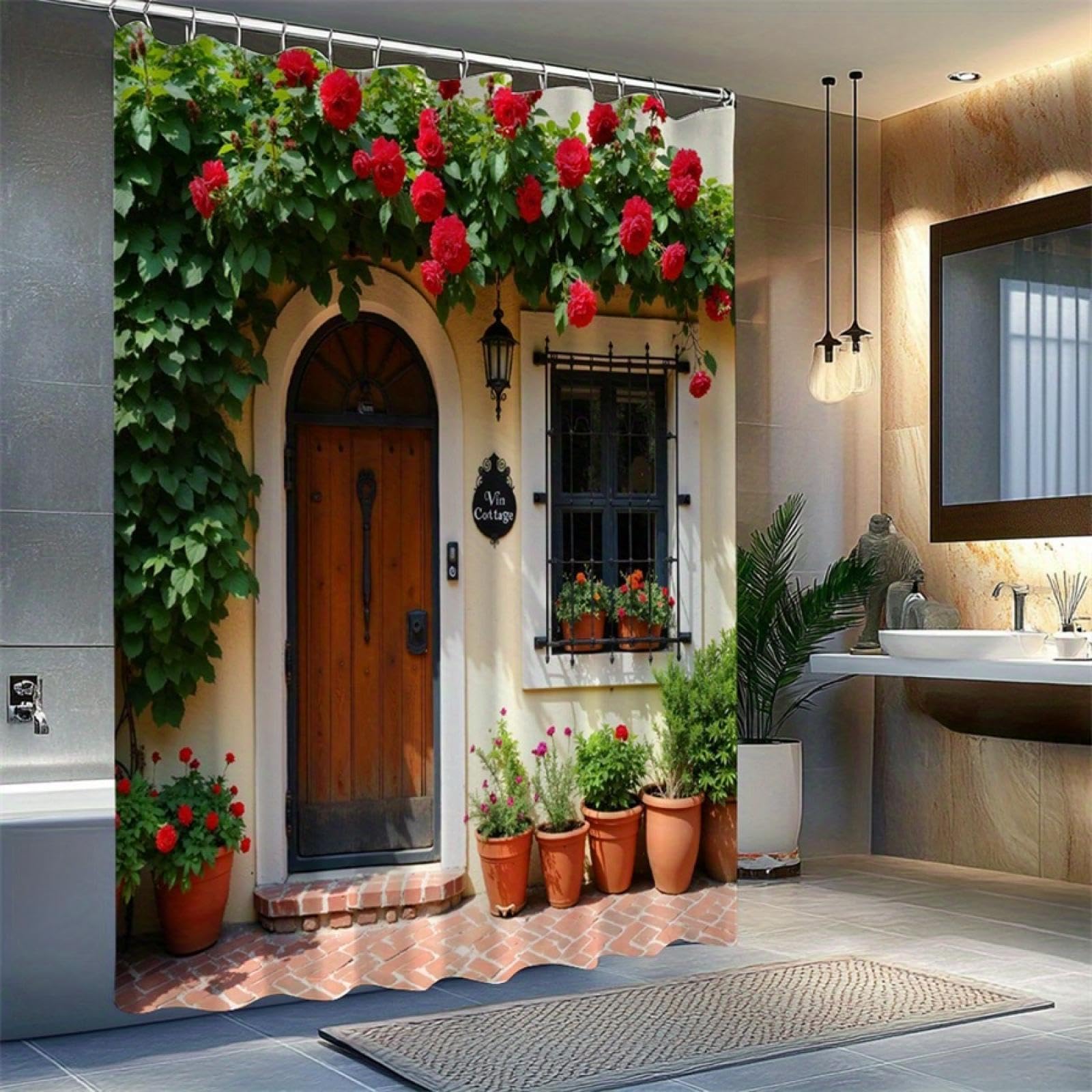Rideau de douche cottagecore aux finitions haut de gamme