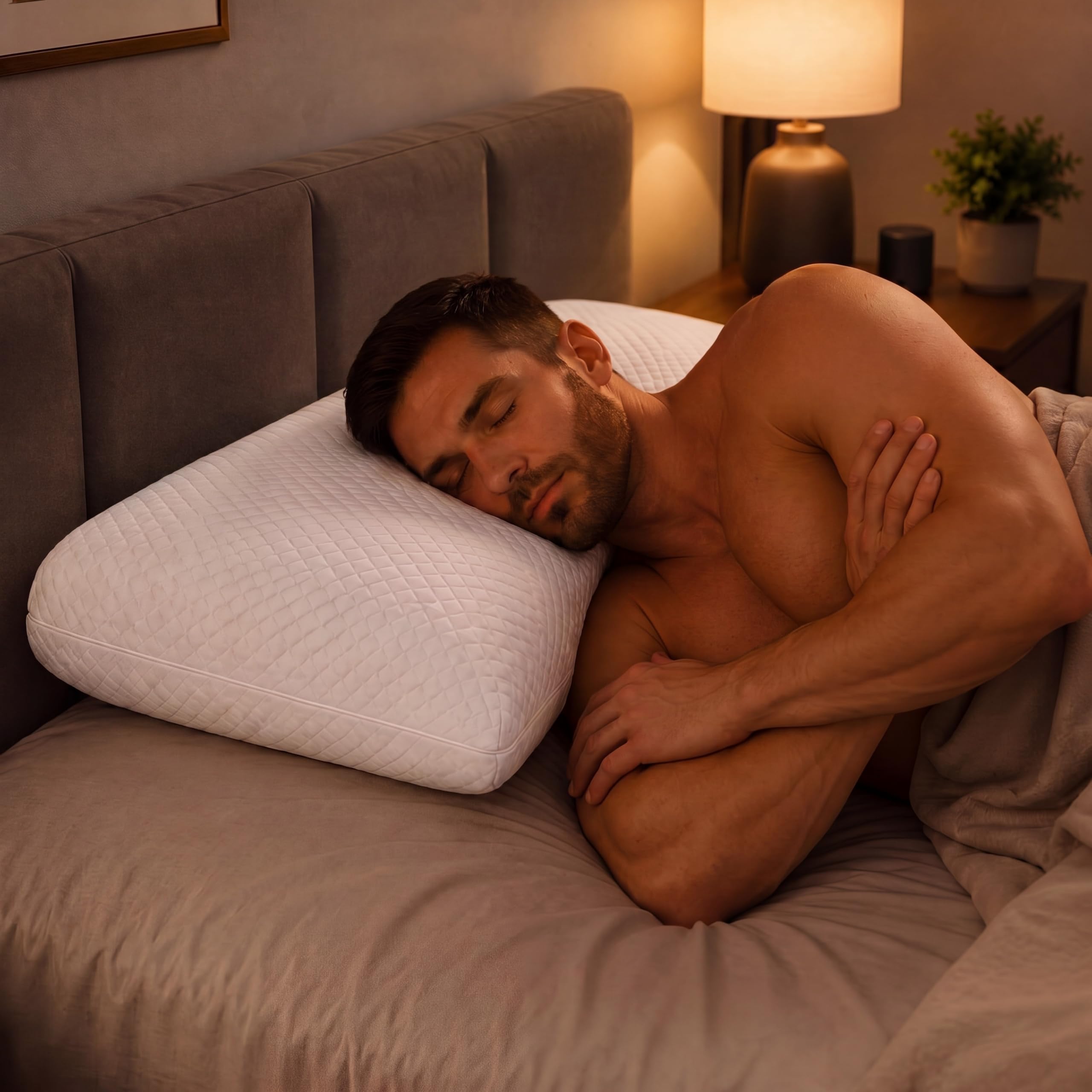 Sintuff 7Inch High Loft Side Sleeper Pillow for Broad Shoulder, Memory Foam