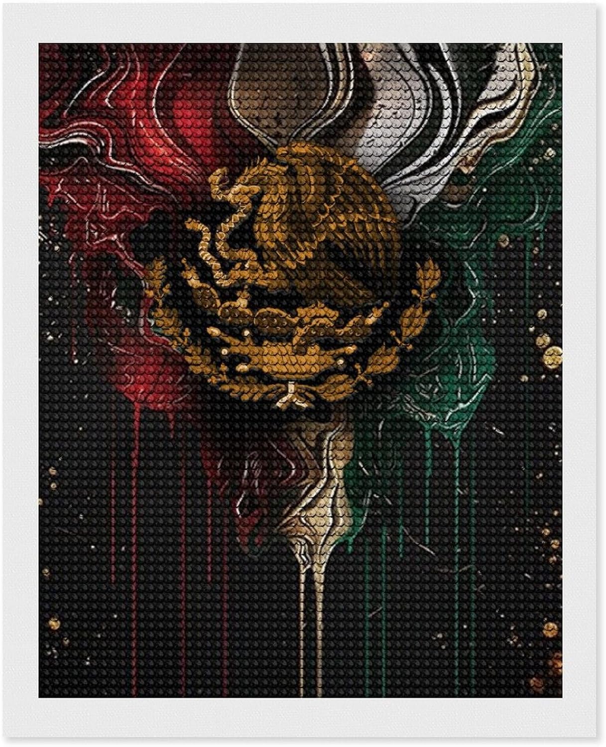 XJUJKCTA Novelty Mexican Flag Print Diamond Art Painting Art Kits 5D DIY Diamond Art for Home Wall Decor 16"x20"