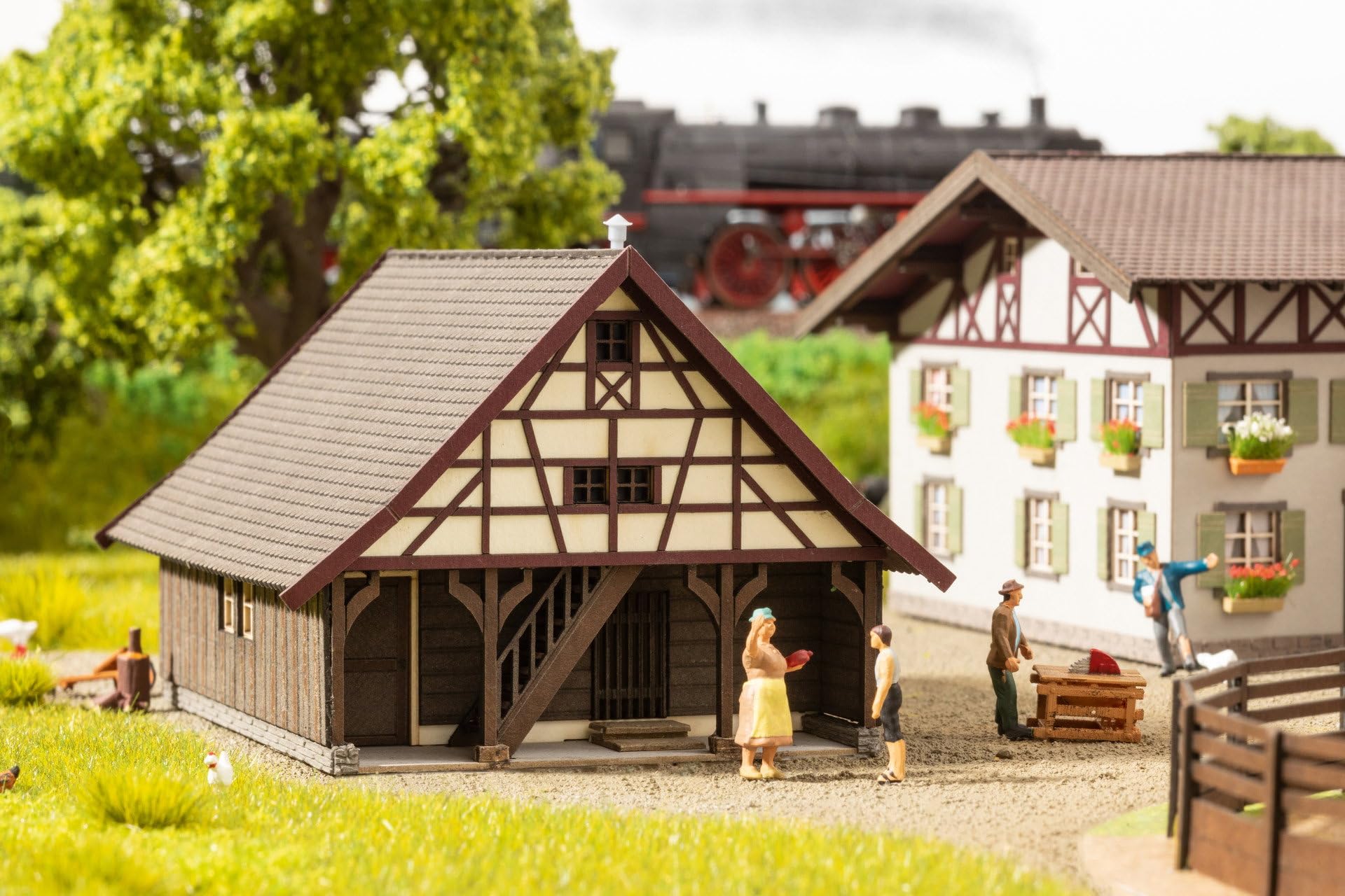 NOCH Landwirtschaftliches Nebengebäude, Bausatz für H0 Modellbau, ideal für Dioramen und Miniaturen