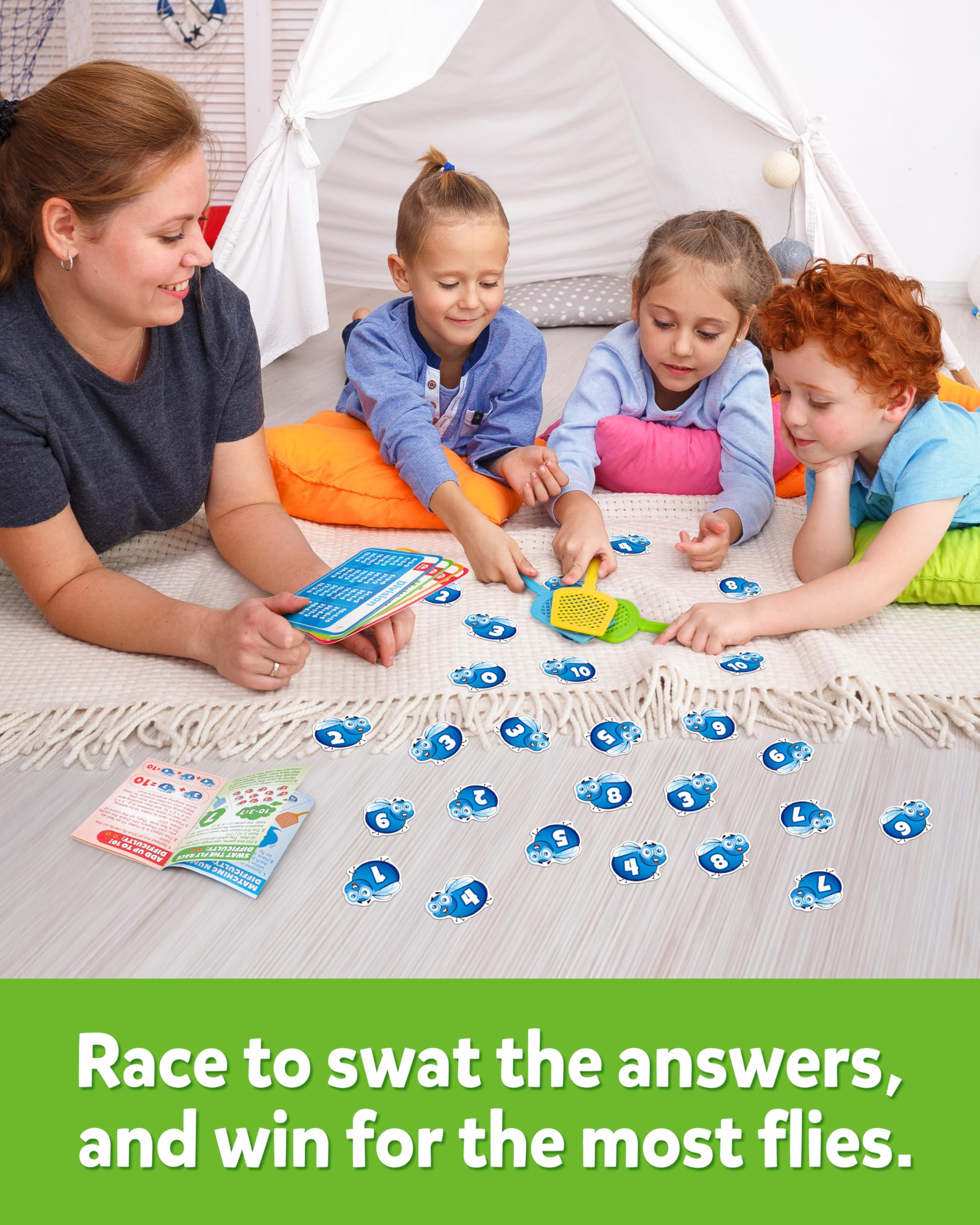 Coogam Math Counting Game, Math Manipulative Learning Swat The Fly Cards, Practice with Addition, Subtraction - Image 2