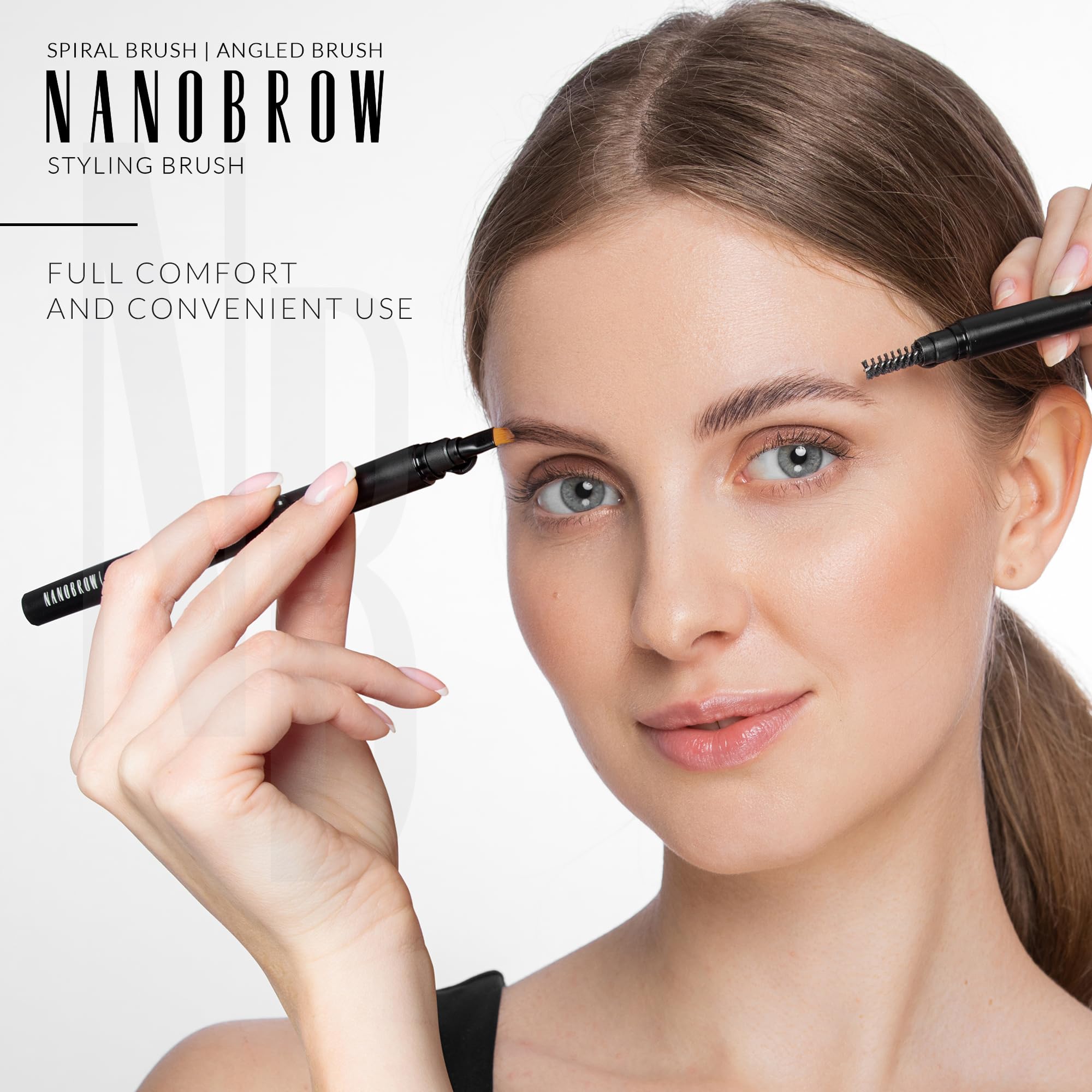 Nanobrow Styling Brush - Brow Angled Brush & Spiral Brush Set, Schwarz - Image 2