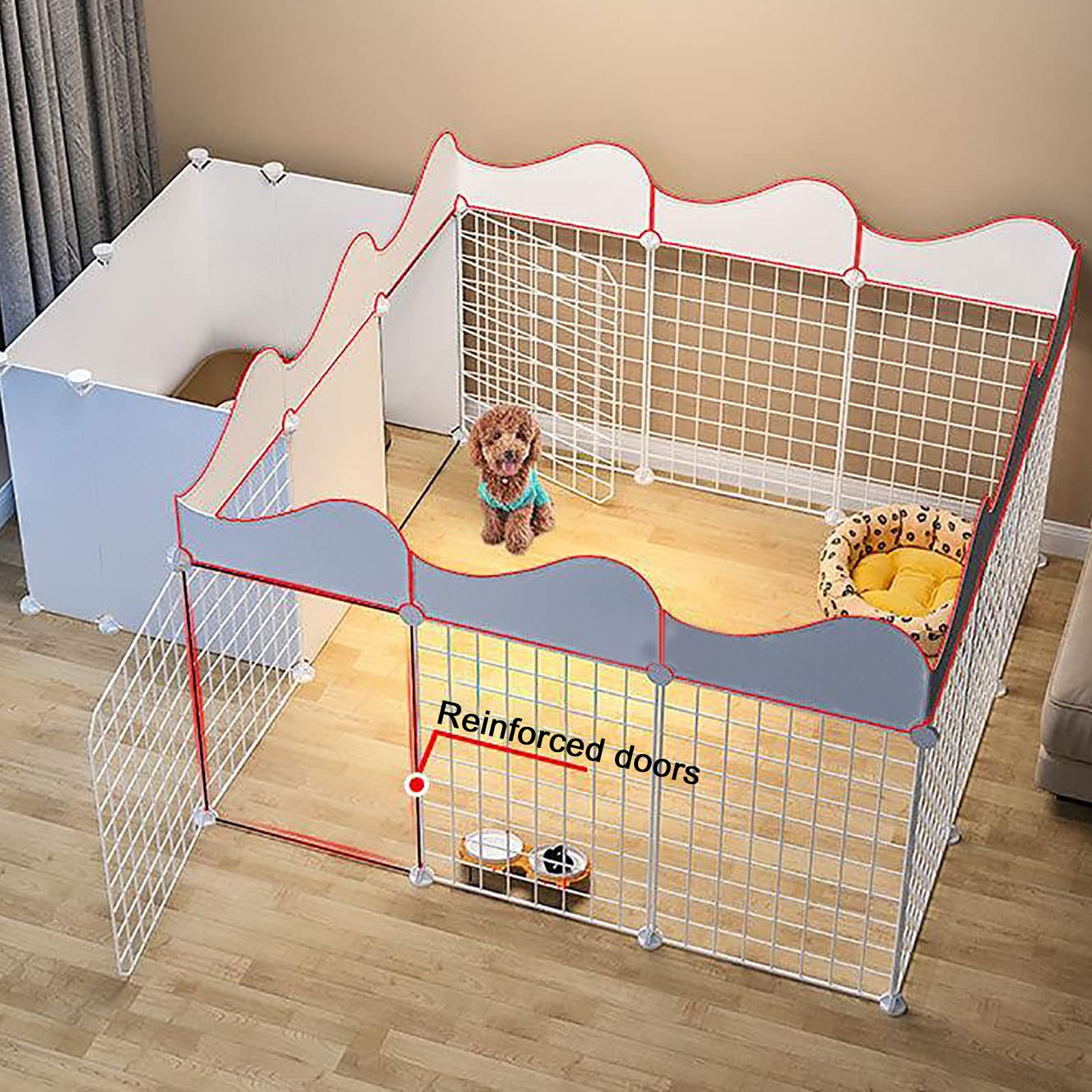 Recinzione per gatti grande, staccabile, fai da te, per animali domestici, ideale per gatti e furetti, design spazioso per interni ed esterni