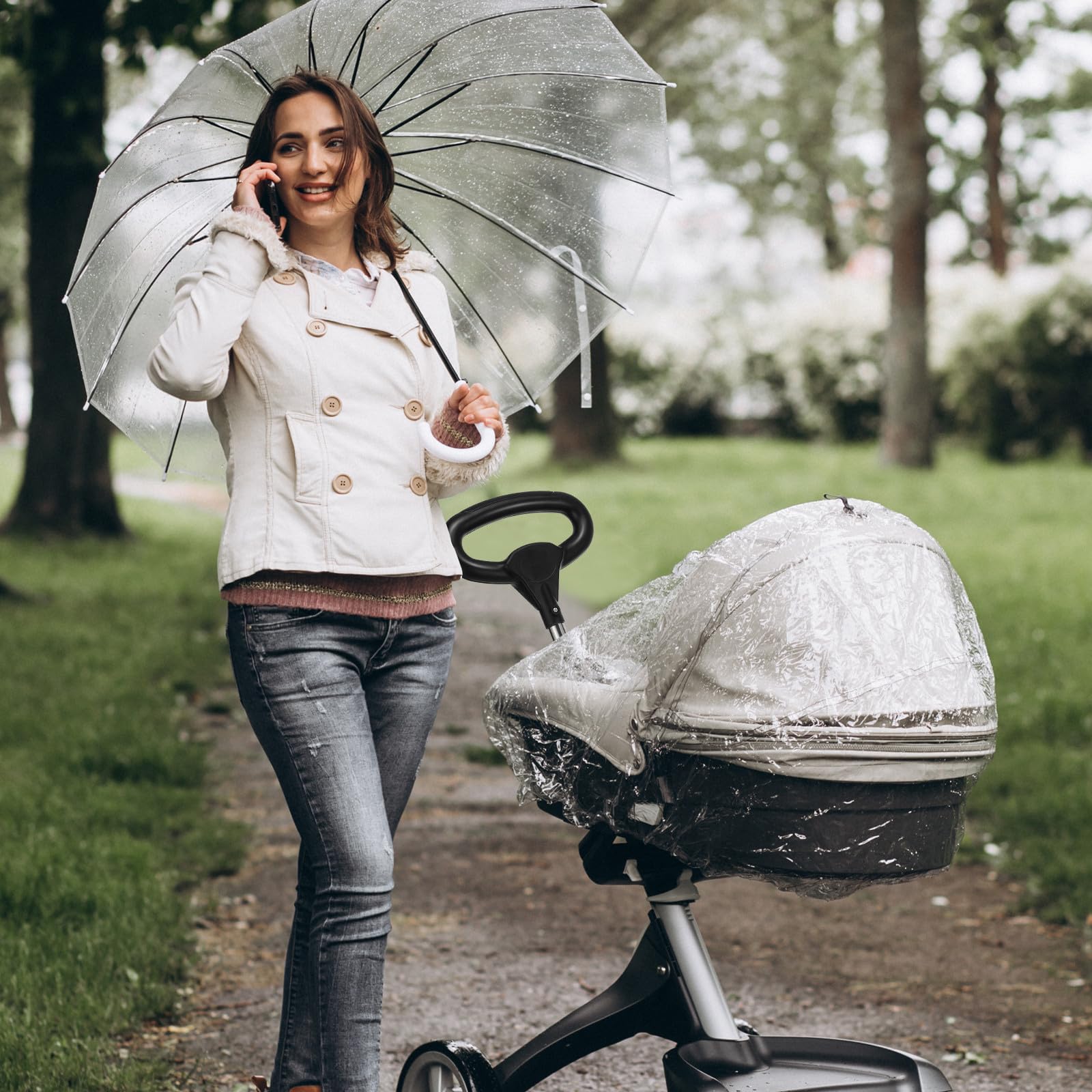 Abaodam Maniglia di spinta per passeggino ergonomica, maniglia di ricambio stabile per auto a spinta bambini piccoli, accessorio per passeggini facile da installare e rimuovere per genitori